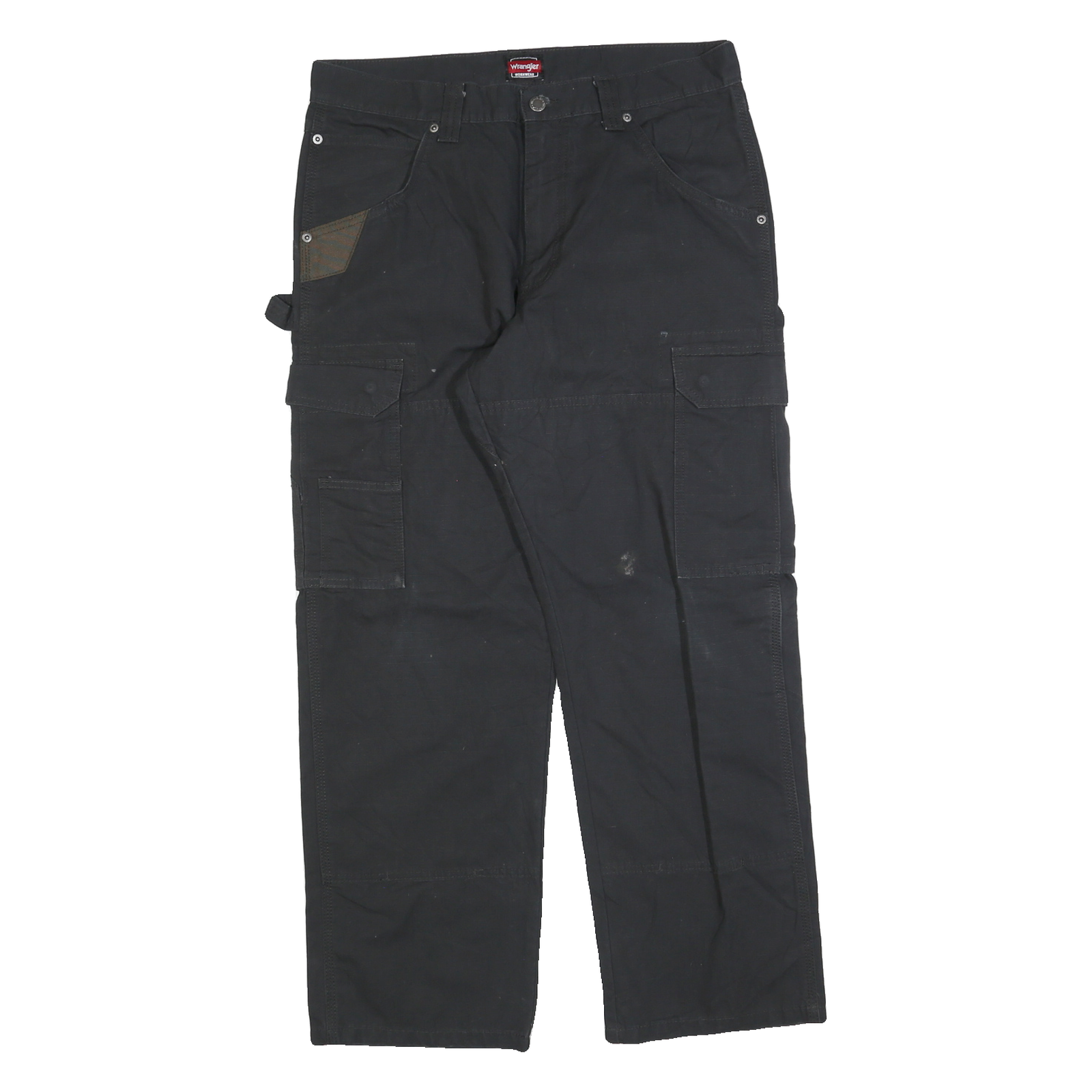 WRANGLER Mens Black Cotton Blend Regular Cargo Work Trousers W32 L30 Refurbished - N/A refurbished available on Cerqular