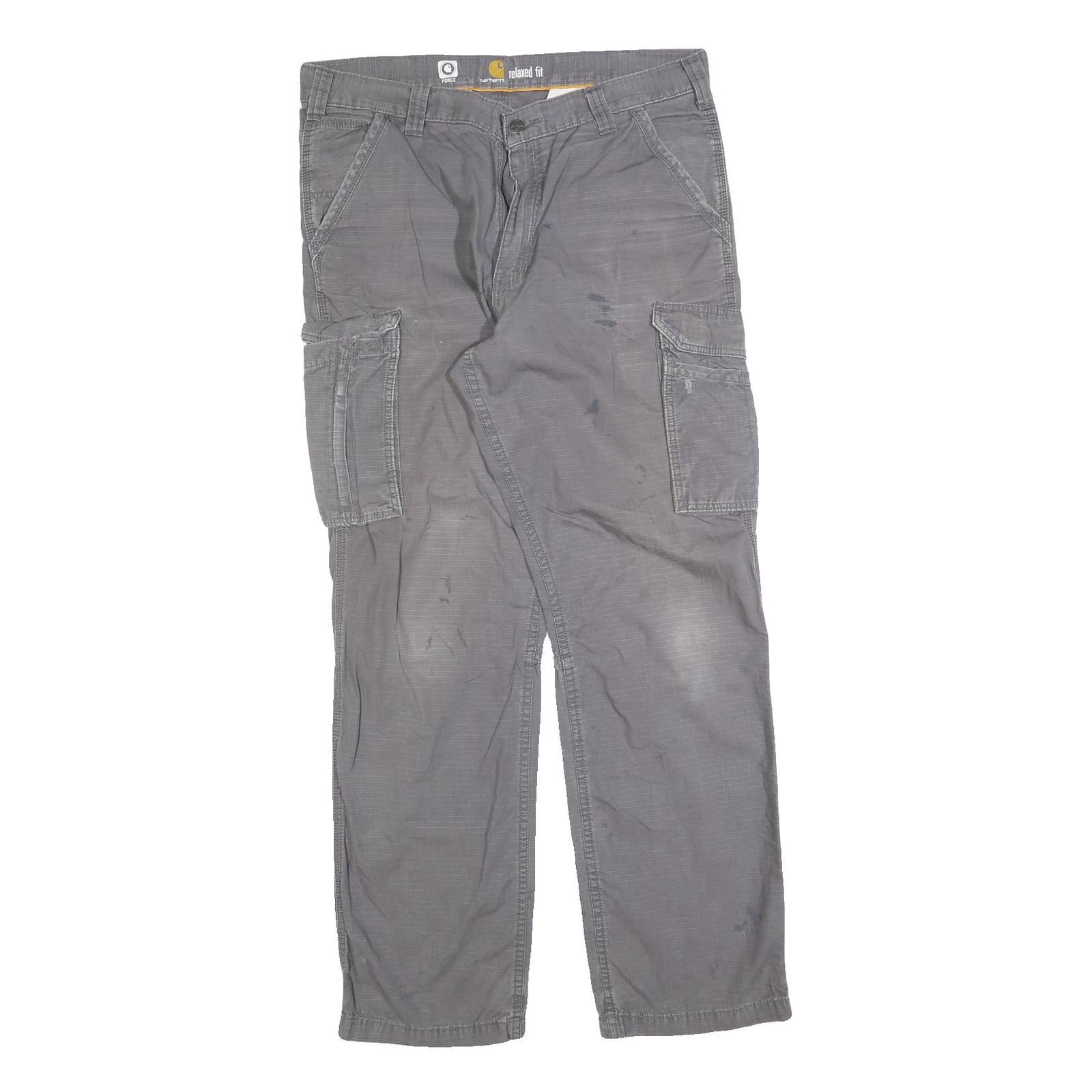 CARHARTT Mens Cotton Blend Grey Relaxed Fit Straight Trousers W36 L34 Workwear Refurbished - N/A refurbished available on Cerqular