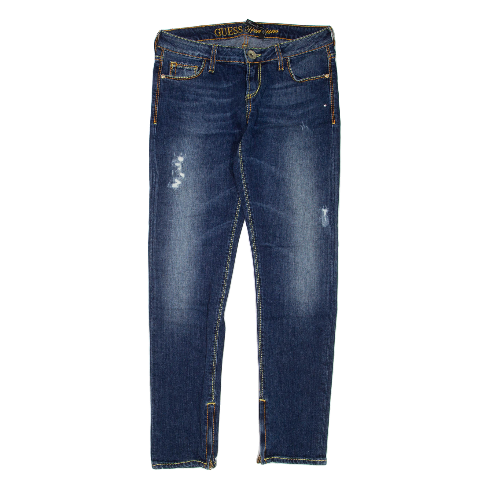 GUESS Distressed Premium Womens Jeans Blue Regular Skinny Stone Wash W28 L30 Refurbished - N/A refurbished available on Cerqular