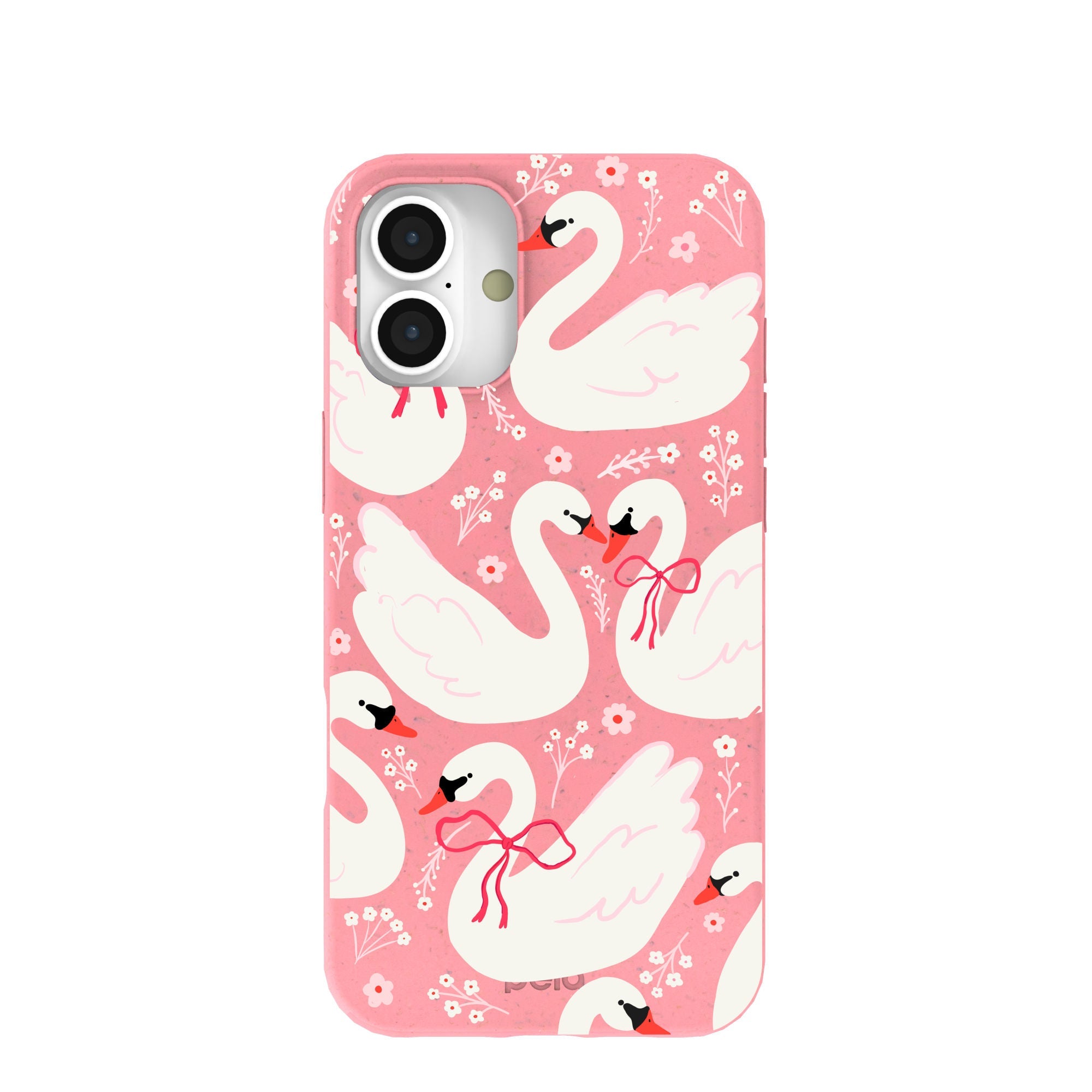 Bubblegum Pink Swan Garden iPhone 16 Plus Case Refurbished - Pela Case refurbished available on Cerqular