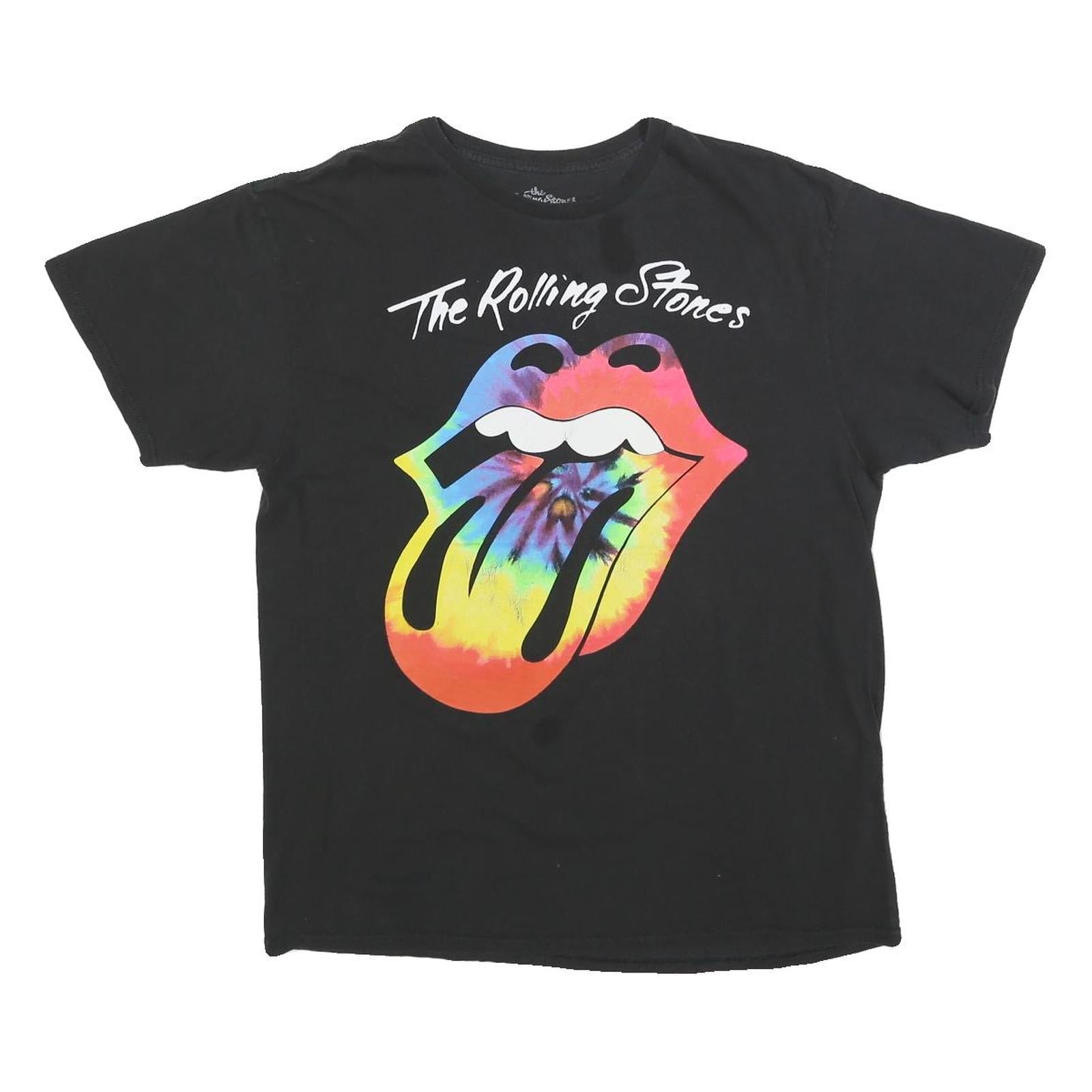 THE ROLLING STONES Mens Black Tie Dye Graphic T-Shirt L Short Sleeve Crew Neck Refurbished - N/A refurbished available on Cerqular