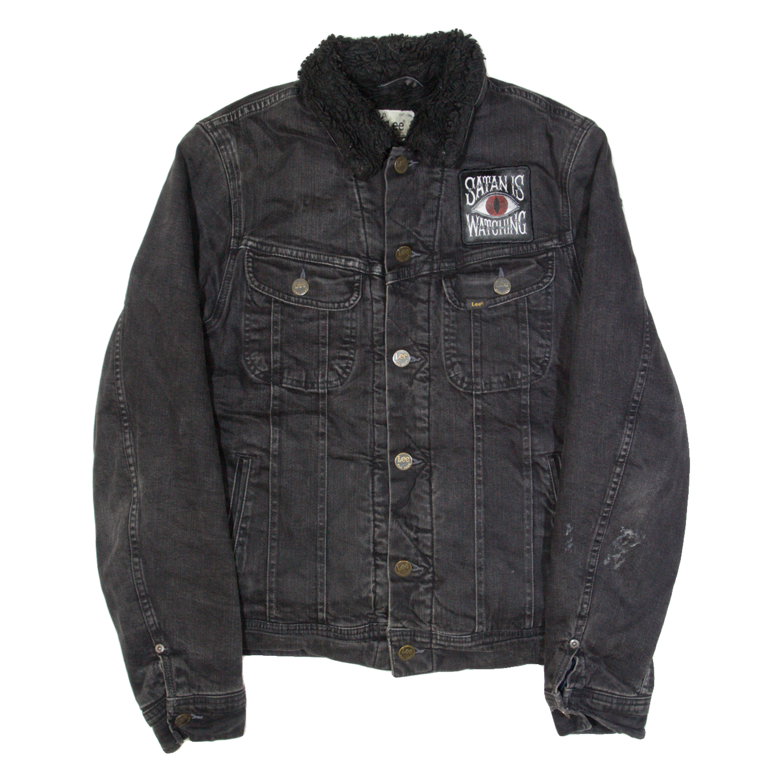 LEE Mens Sherpa Lined Denim Jacket Black S Refurbished - N/A refurbished available on Cerqular