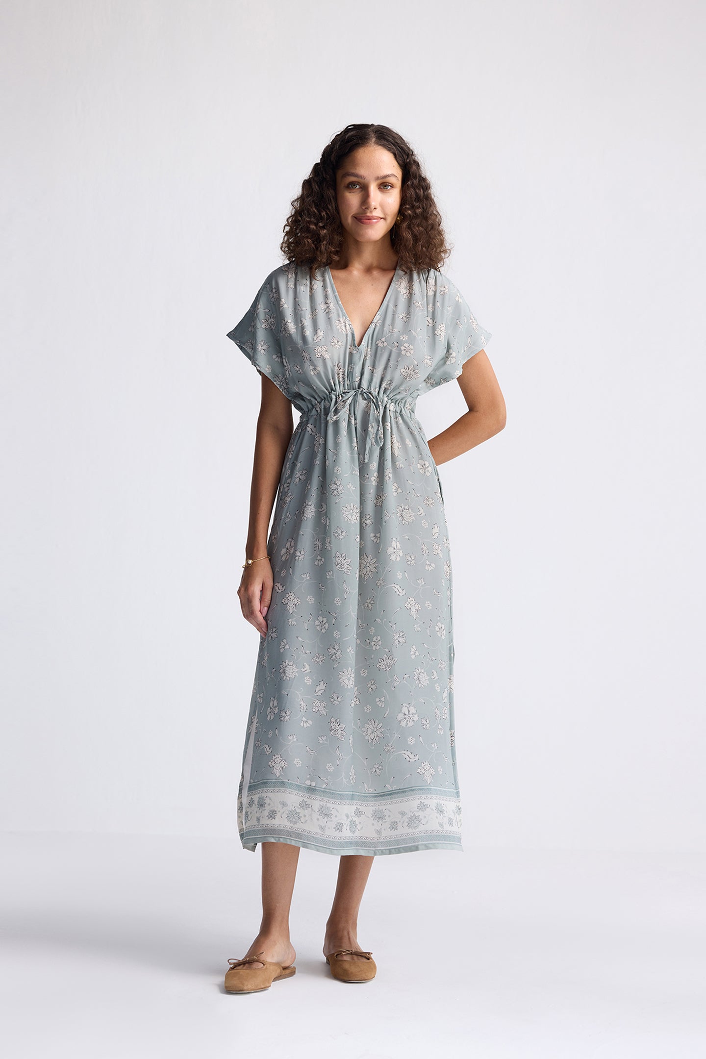 Gathered Maxi Dress in Sage Green | Color: Serene Symphony | Size: S Refurbished - Resistor (Note: This is a generic term for an electronic component, refurbished available on Cerqular