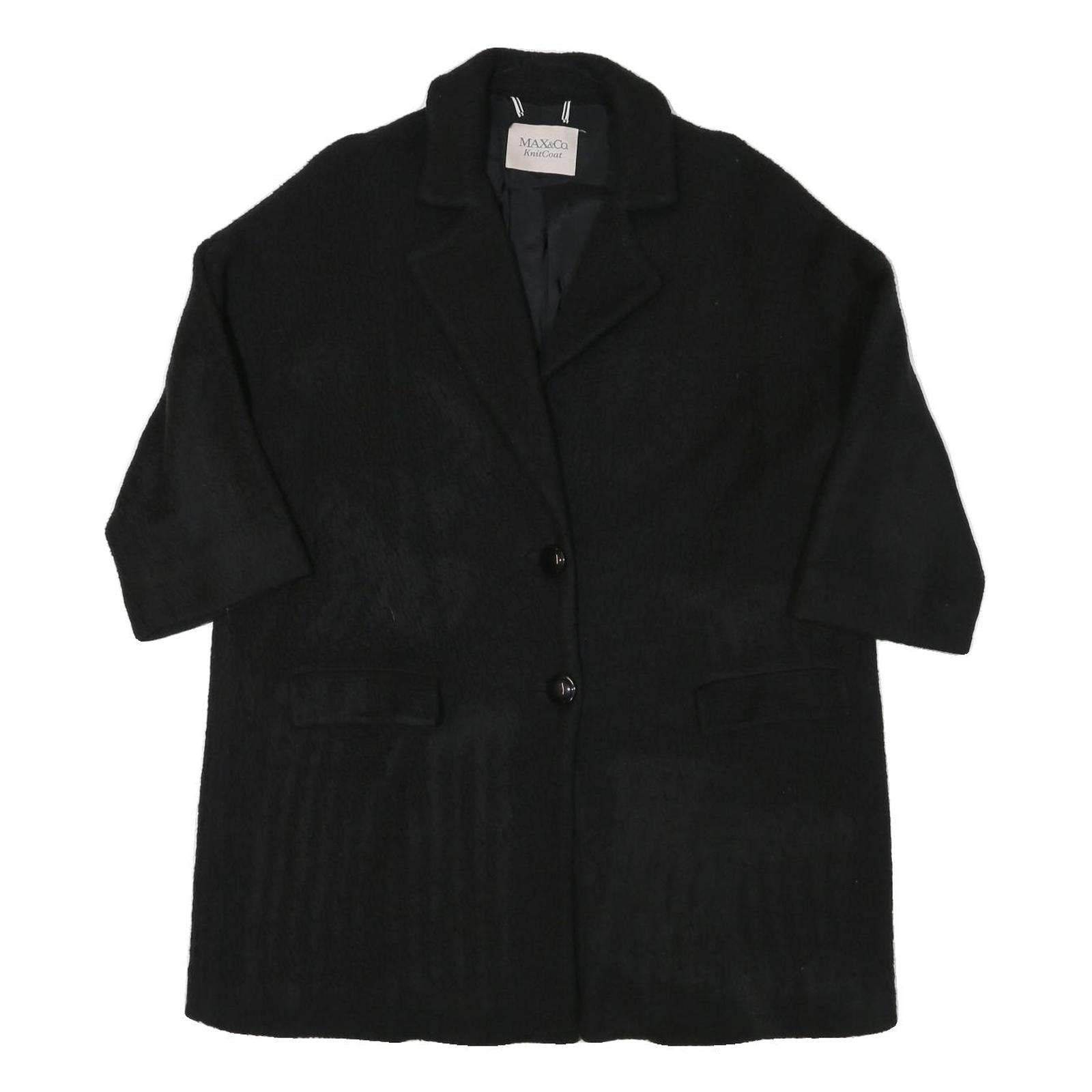 MAX&CO Womens Black Elegant Jacket L Polyester Blend Plain Button Closure Refurbished - N/A refurbished available on Cerqular