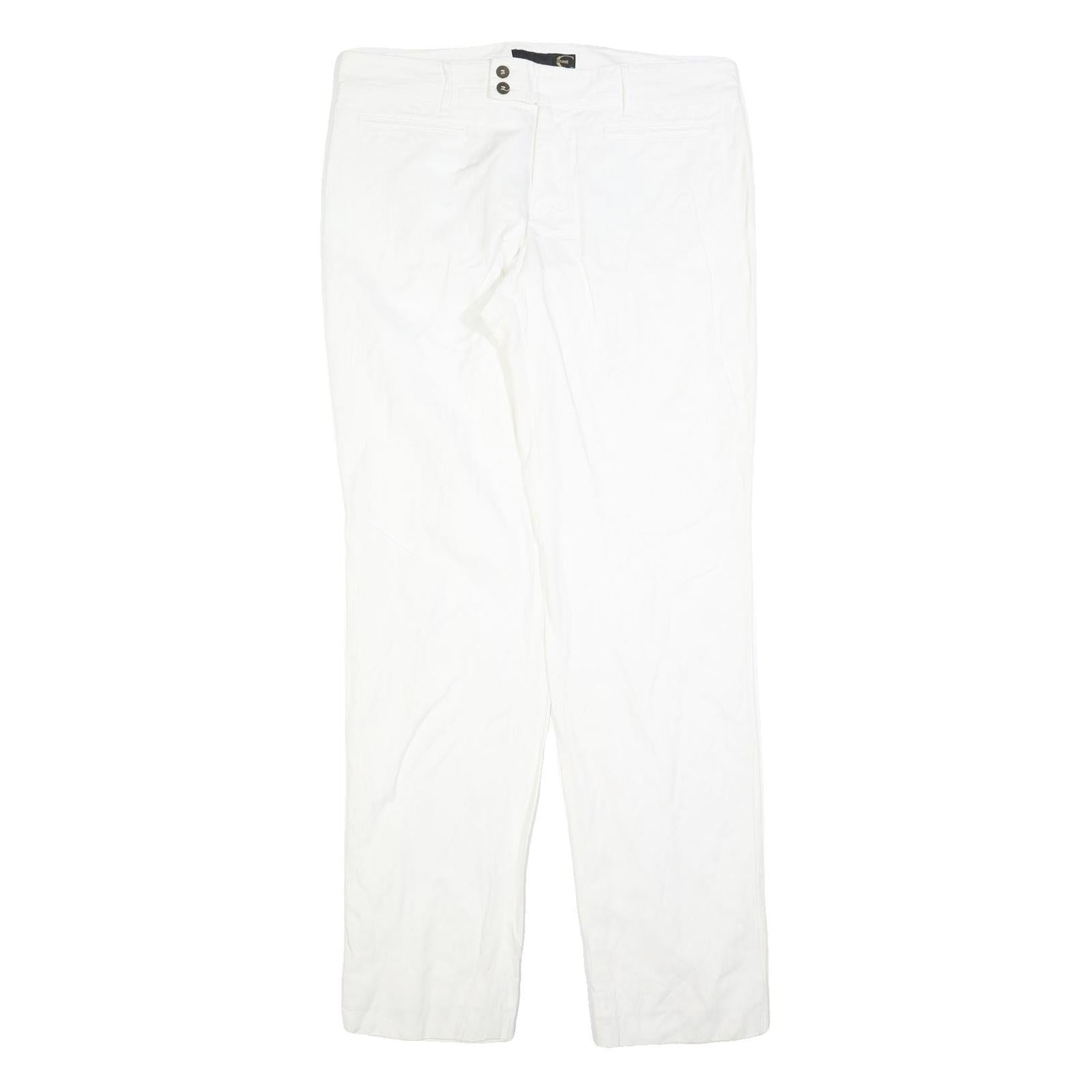 JUST CAVALLI Womens Cotton Blend White Regular Fit Straight Leg Trousers W36 L36 Refurbished - N/A refurbished available on Cerqular