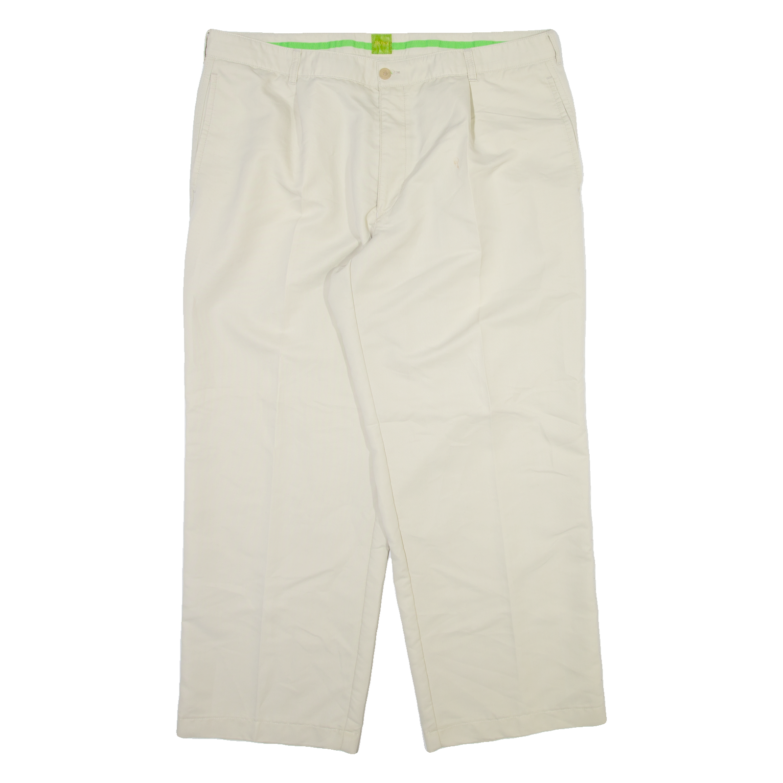 BOSS Mens Trousers Cream Regular Straight Viscose W38 L28 Refurbished - N/A refurbished available on Cerqular