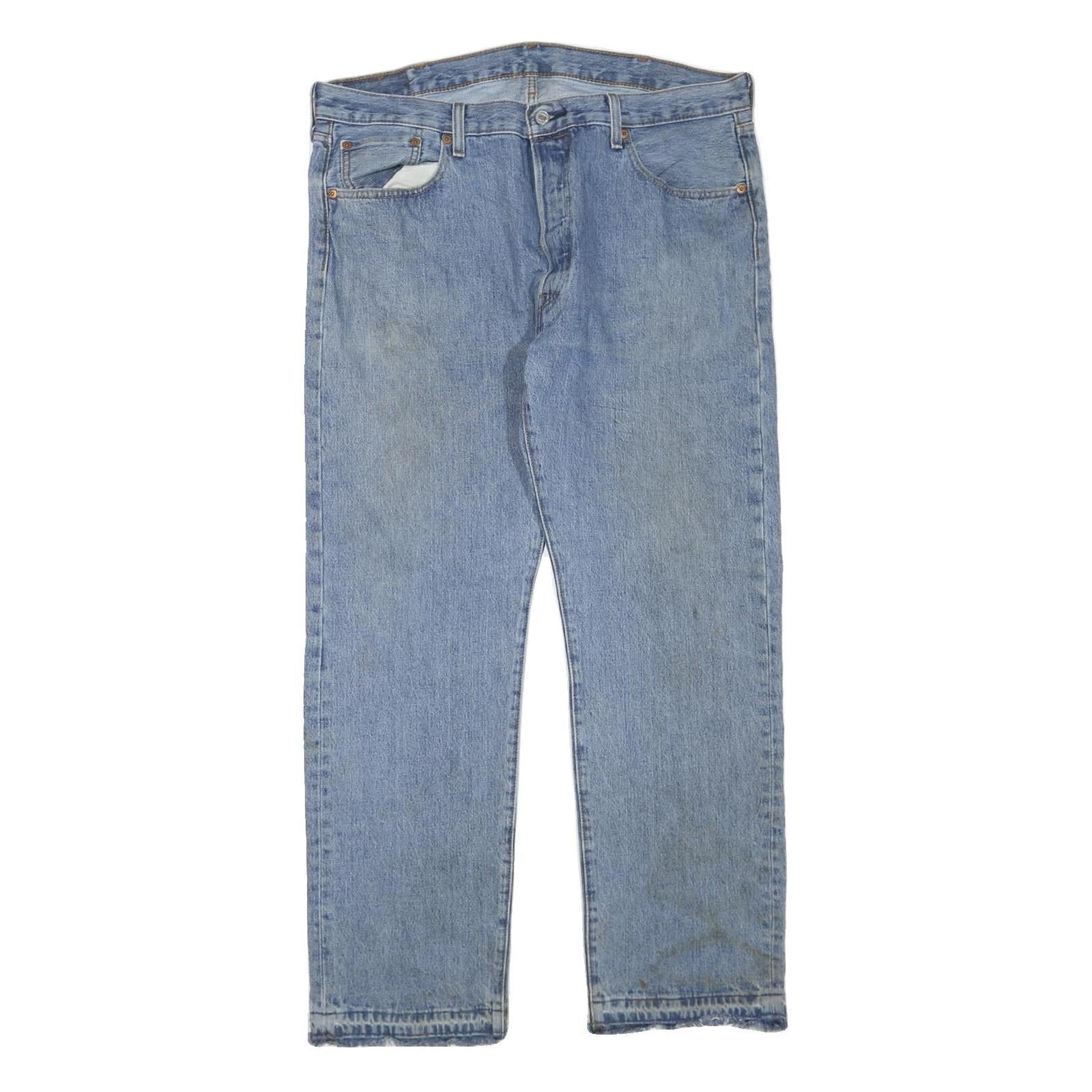 LEVI'S 501 Mens Jeans Blue Regular Straight Denim Medium W38 L30 Classic Button Refurbished - N/A refurbished available on Cerqular