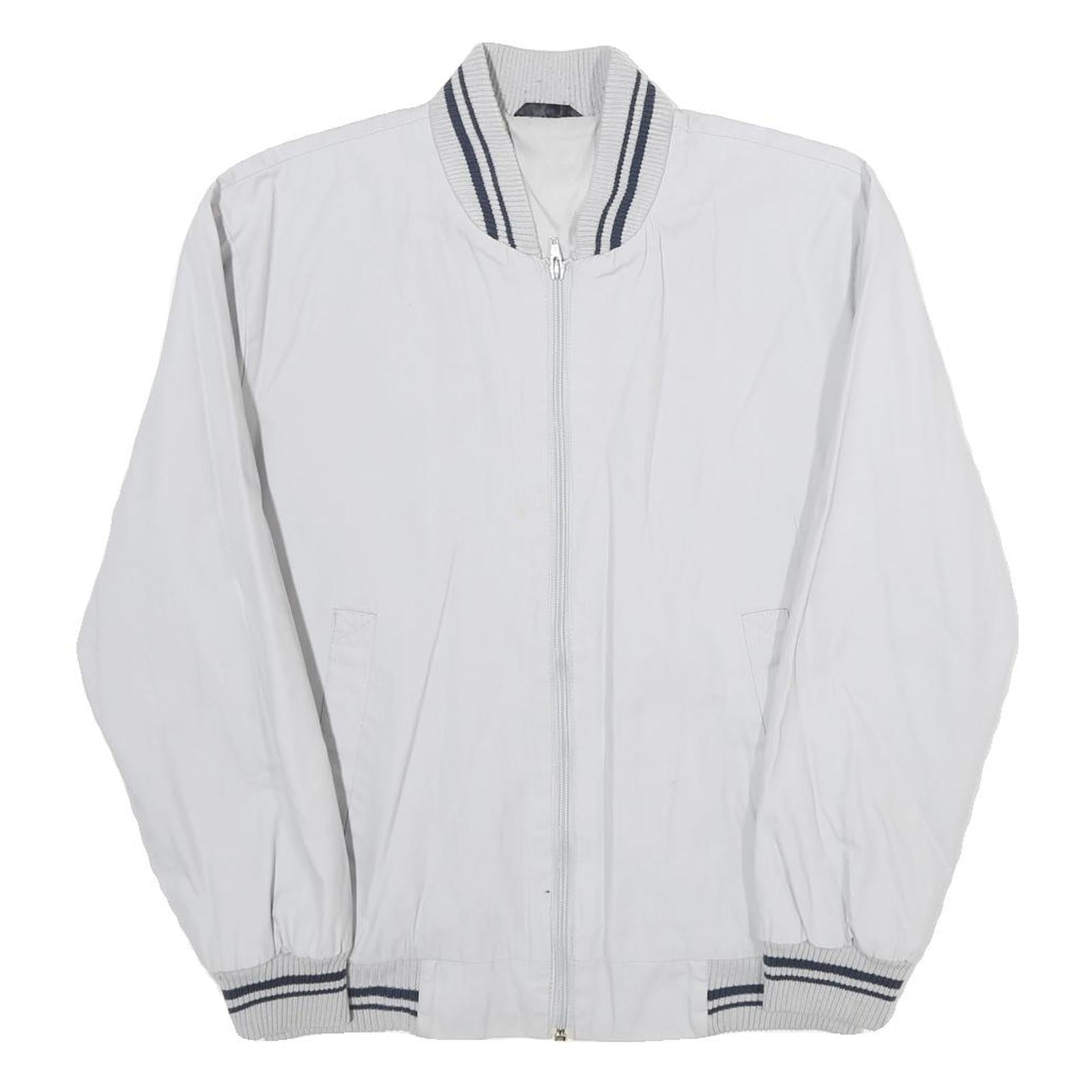 Mens White Bomber Jacket S Cotton Blend Plain Zip Closure Casual Style Refurbished - N/A refurbished available on Cerqular