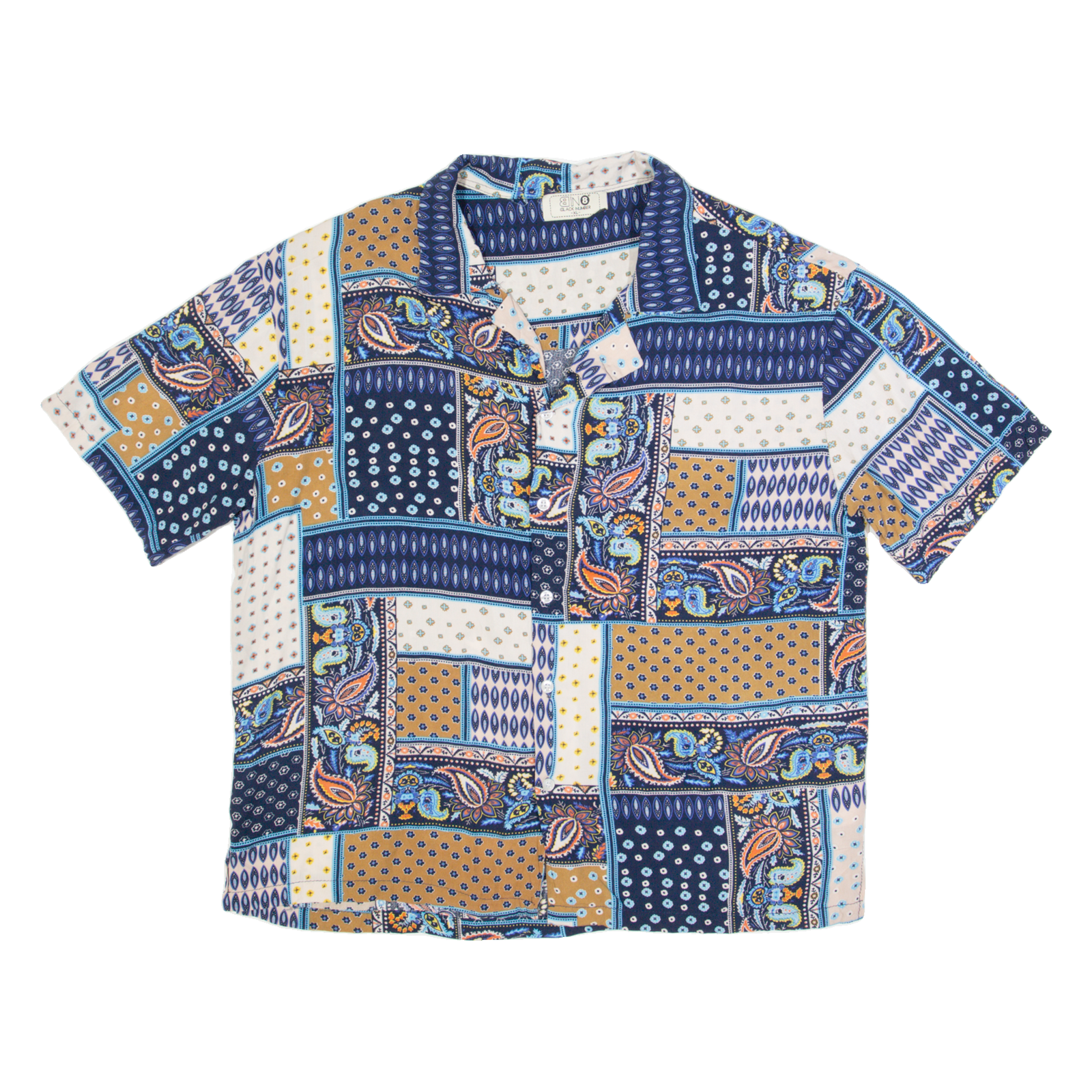 BLACK NUMBER Mens Shirt Blue 90s Patchwork XL Refurbished - N/A refurbished available on Cerqular