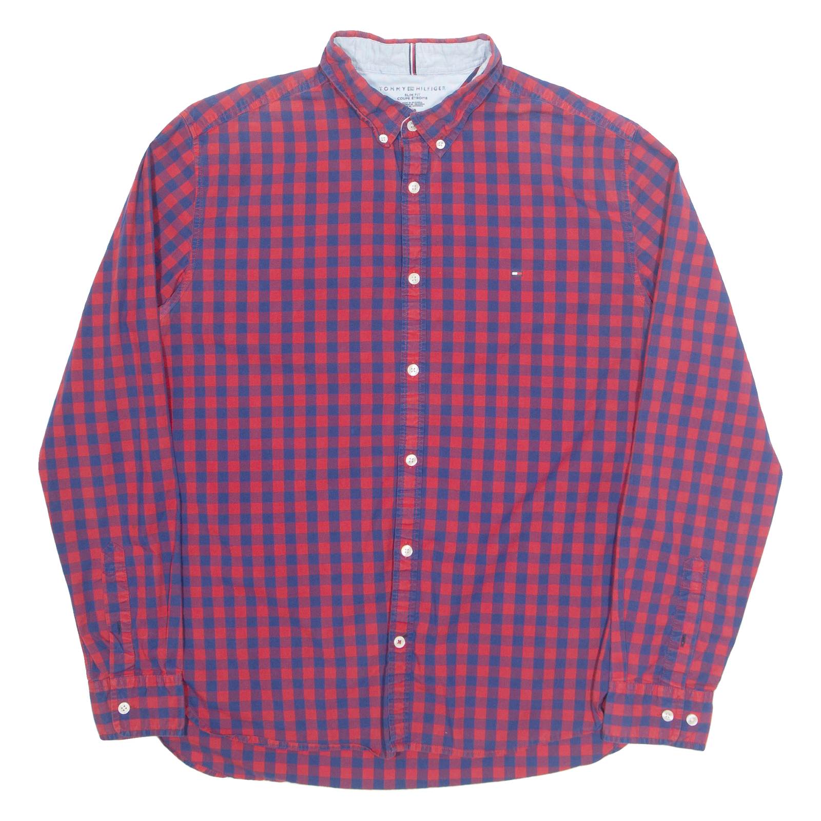TOMMY HILFIGER Slim Fit Mens Shirt Red Check Long Sleeve L Refurbished - N/A refurbished available on Cerqular