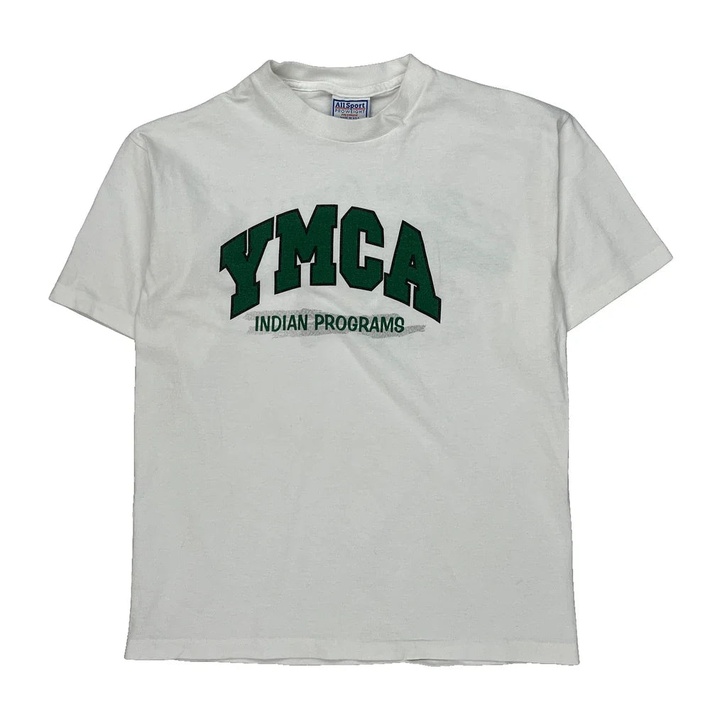 Buy Ymca Indian Programs All Sport Graphic T-Shirt - Large White Cotton Refurbished - $13.39 Ymca Indian Programs All Sport Graphic T-Shirt - Large White Cotton Refurbished - Thrifted (note: this is a term often used to describe second- refurbished available on Cerqular