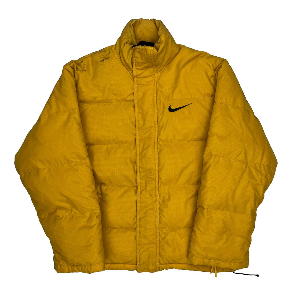 Buy Nike Puffer - Small Yellow Polyester Refurbished - $111.21 Nike Puffer - Small Yellow Polyester Refurbished - Thrifted (note: this is a term often used to describe second- refurbished available on Cerqular
