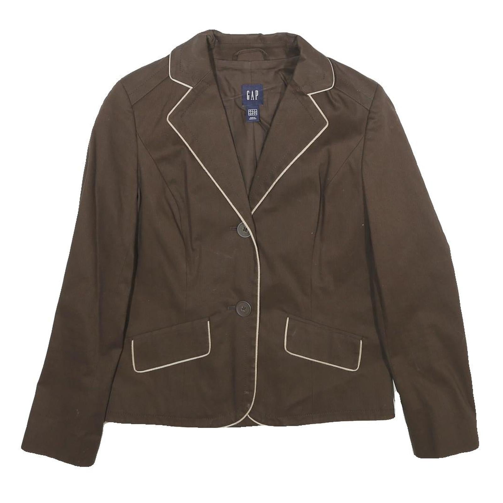 GAP Womens Brown & Beige Cotton Blend Tailored Blazer Jacket UK 8 Button Closure Refurbished - N/A refurbished available on Cerqular