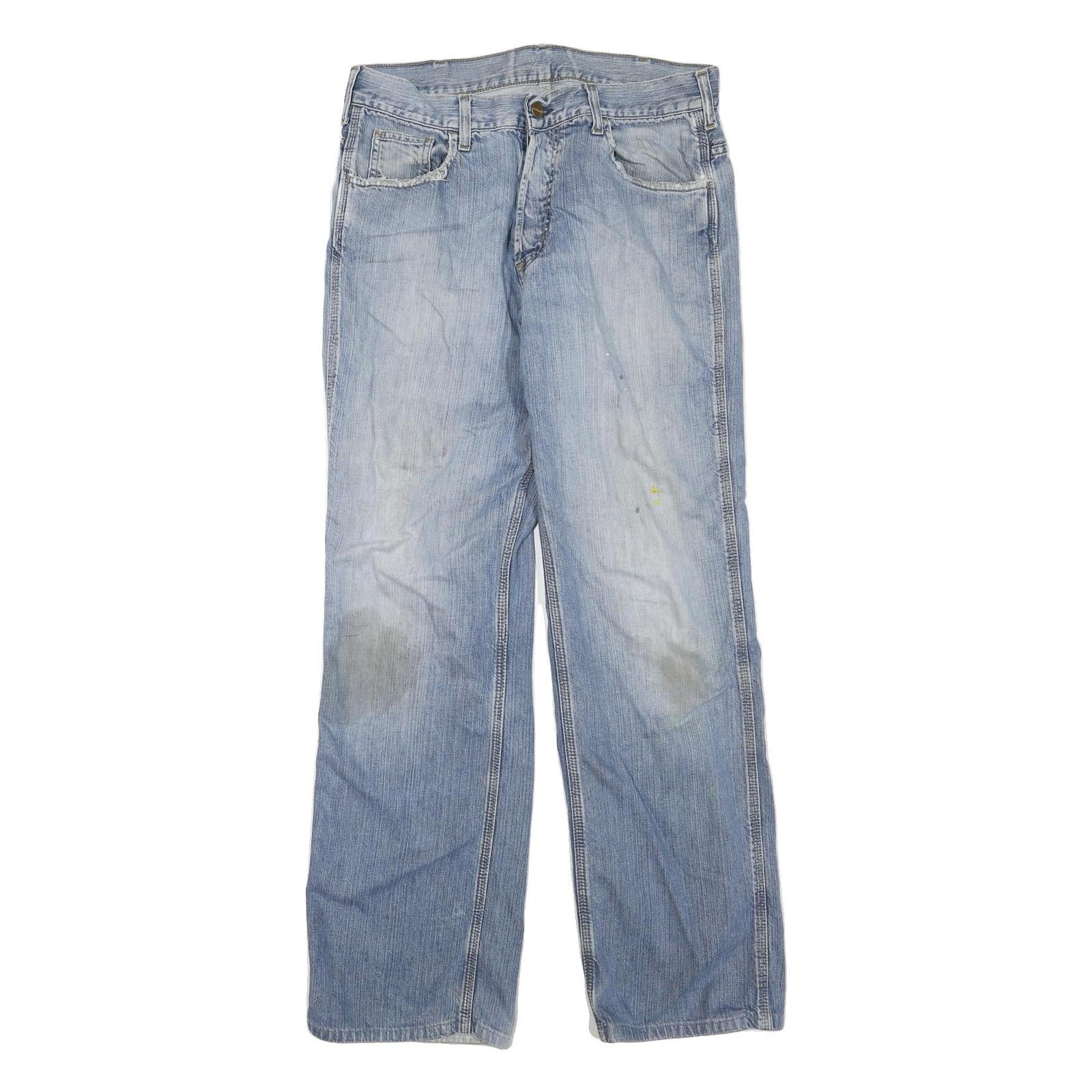 CARHARTT Mens Regular Fit Light Blue Denim Jeans Cotton Blend Button W32 L32 Refurbished - N/A refurbished available on Cerqular