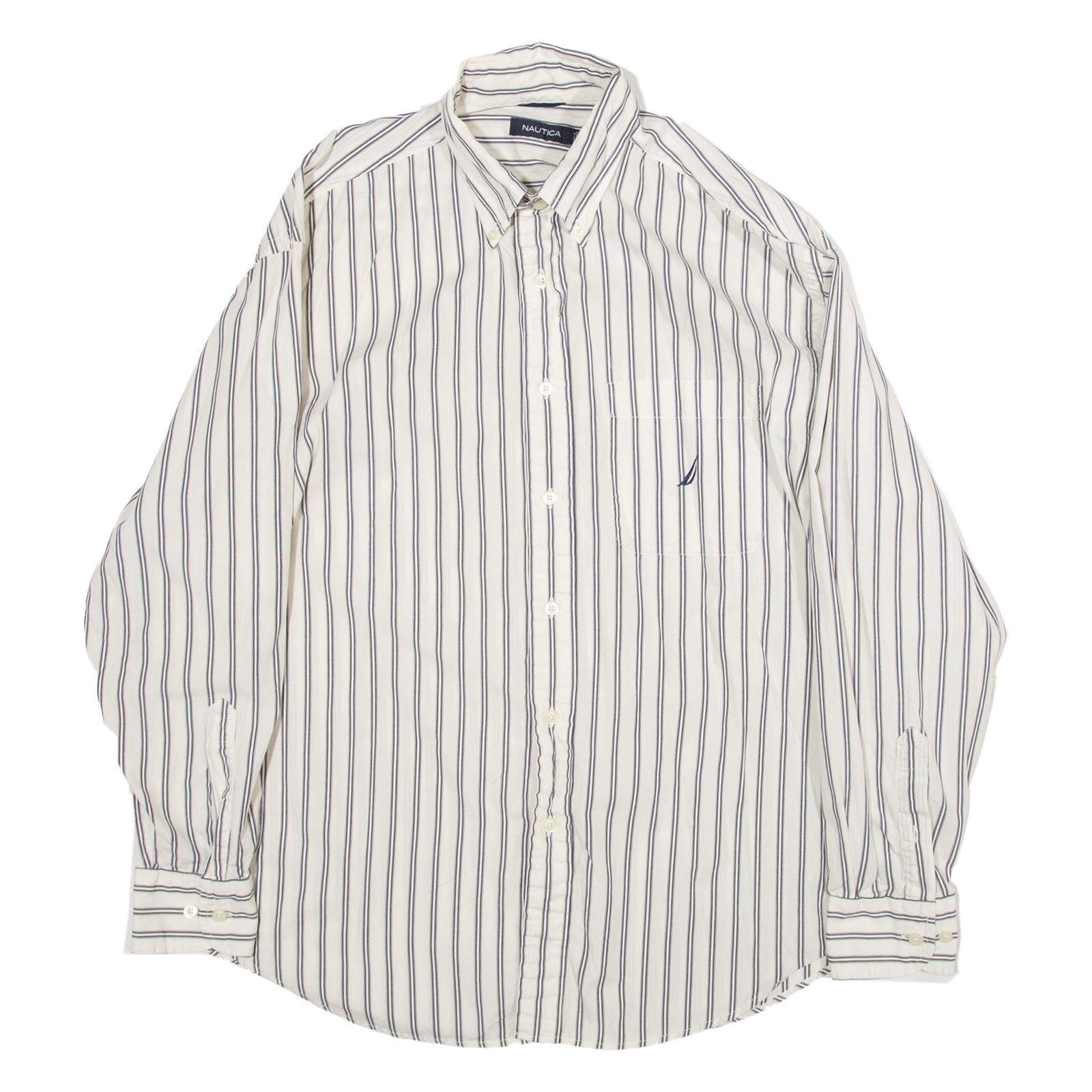 NAUTICA Mens Shirt White Striped Long Sleeve L Refurbished - N/A refurbished available on Cerqular