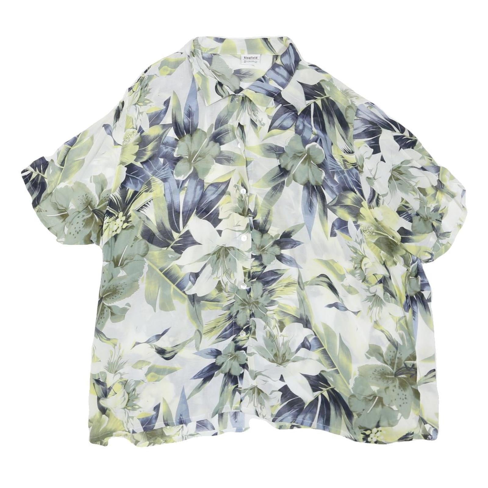 KINGFIELD Womens Green Printed Blouse Short Sleeve Collared 2XL Relaxed Fit Refurbished - N/A refurbished available on Cerqular
