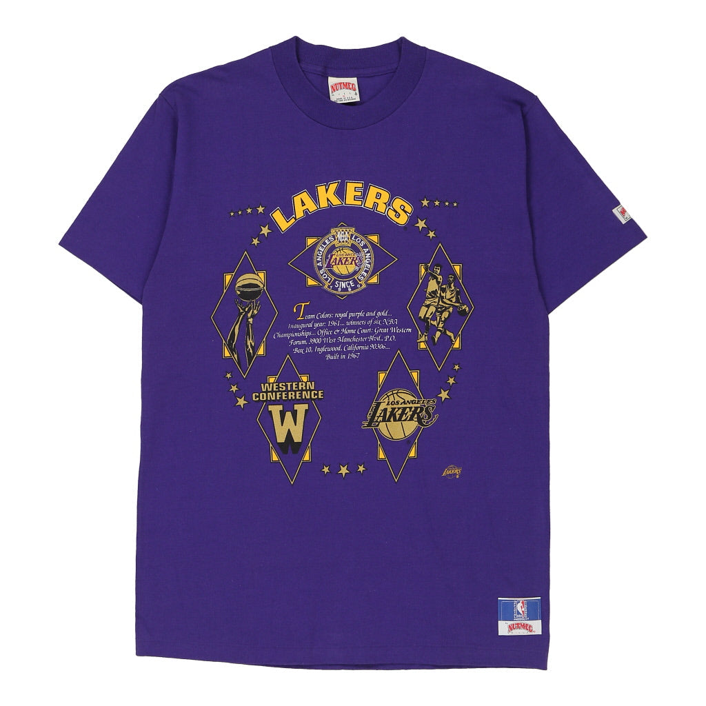 Made in USA Los Angeles Lakers Nutmeg NBA T-Shirt - XL Purple Cotton Refurbished - Thrifted (note: this is a term often used to describe second- refurbished available on Cerqular