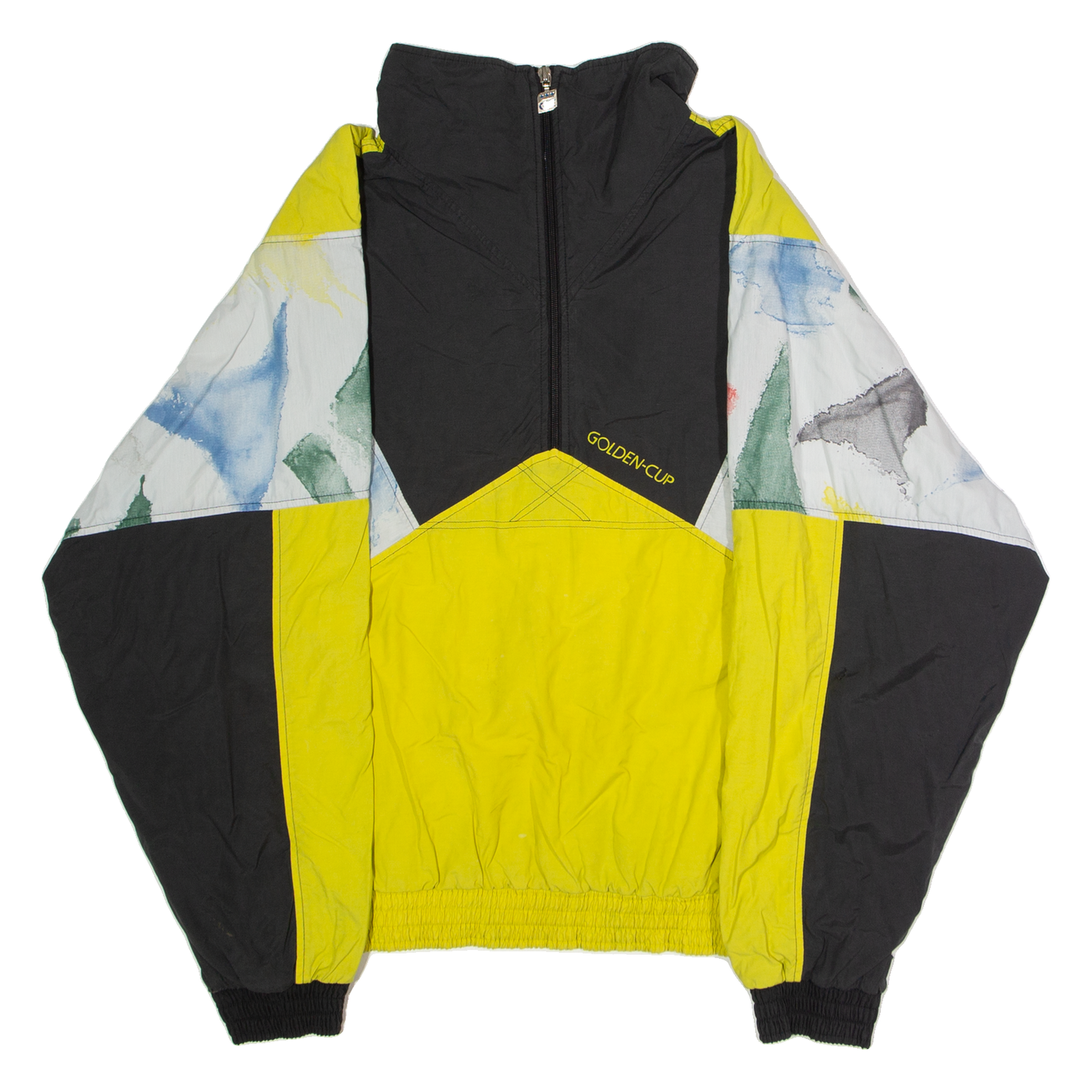 GOLDEN CUP Mens Pullover Jacket Yellow Crazy Pattern L Refurbished - N/A refurbished available on Cerqular