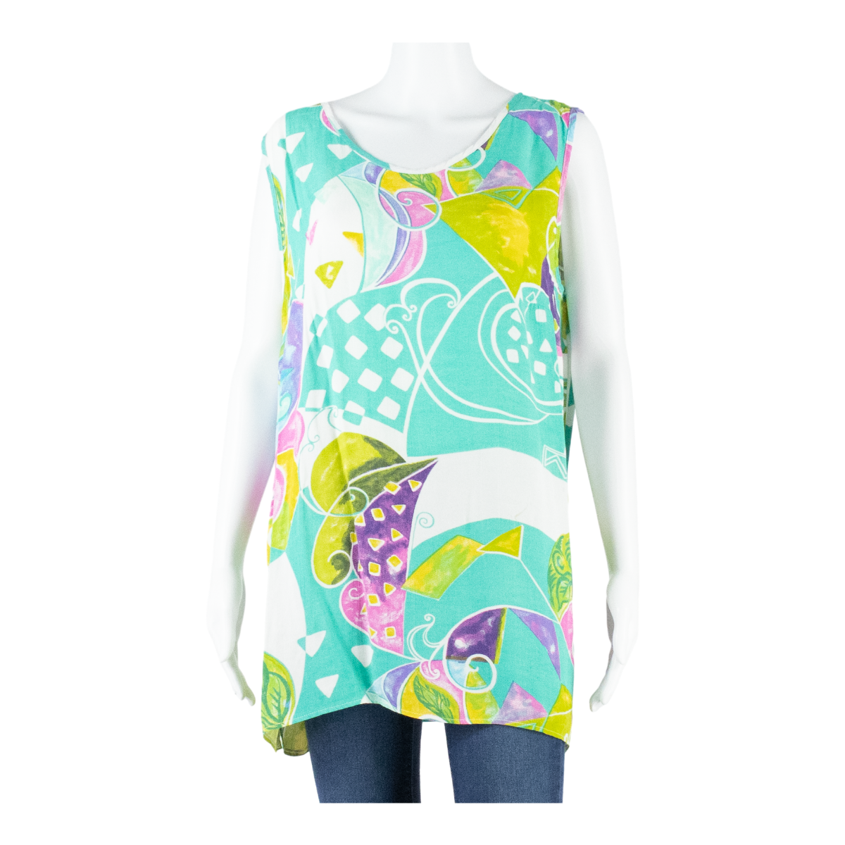 GALAXY Womens Printed Vest Blue Sleeveless Crazy Pattern M Refurbished - N/A refurbished available on Cerqular