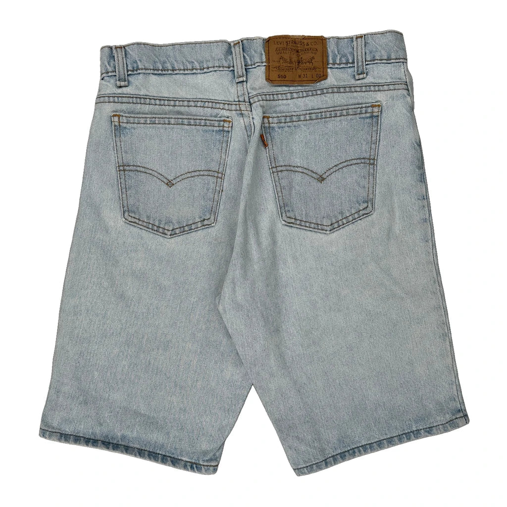 Levis Denim Shorts - 30W 9L Light Wash Denim Refurbished - Thrifted (note: this is a term often used to describe second- refurbished available on Cerqular