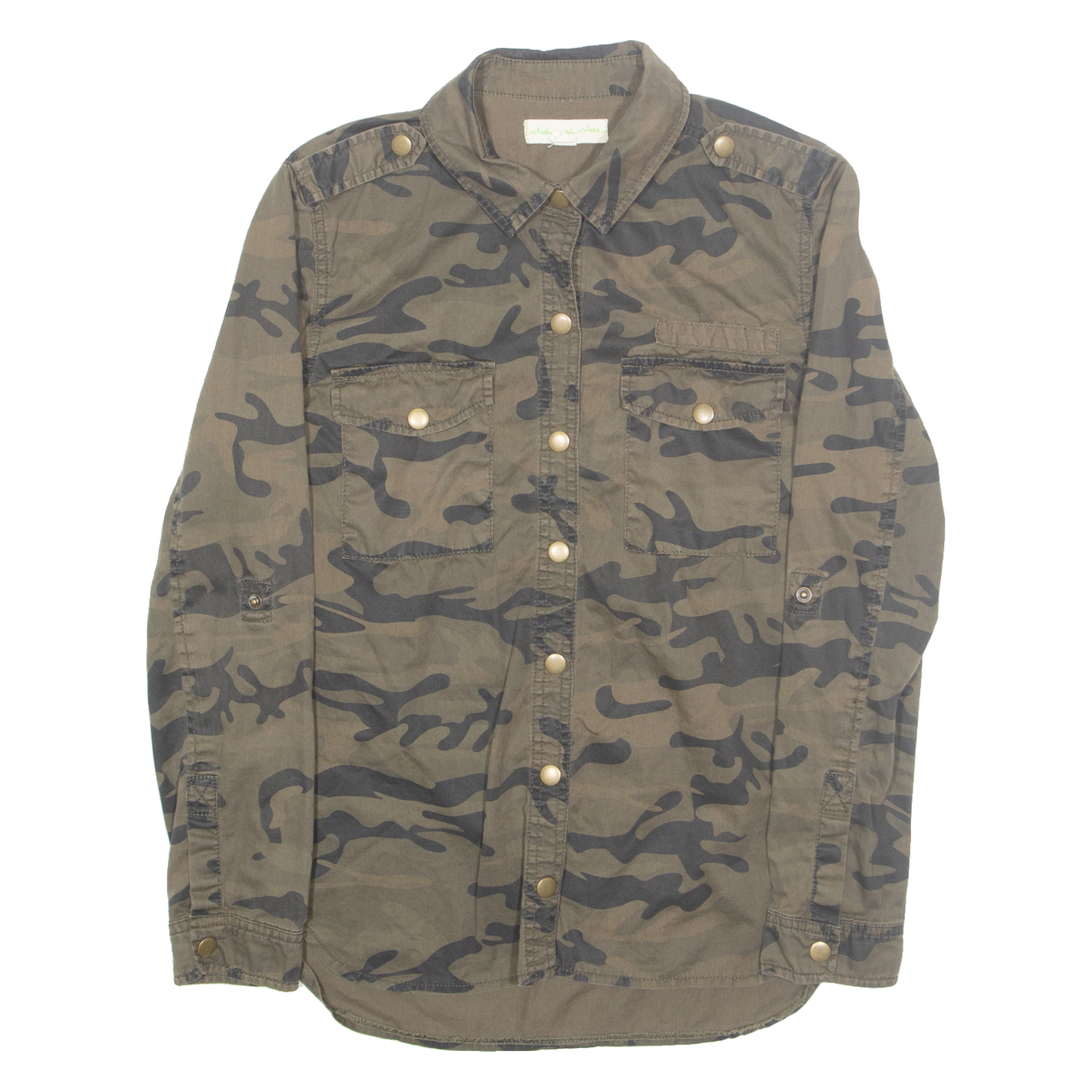 STARING AT STARS Womens Shirt Green Camouflage Long Sleeve S Refurbished - N/A refurbished available on Cerqular