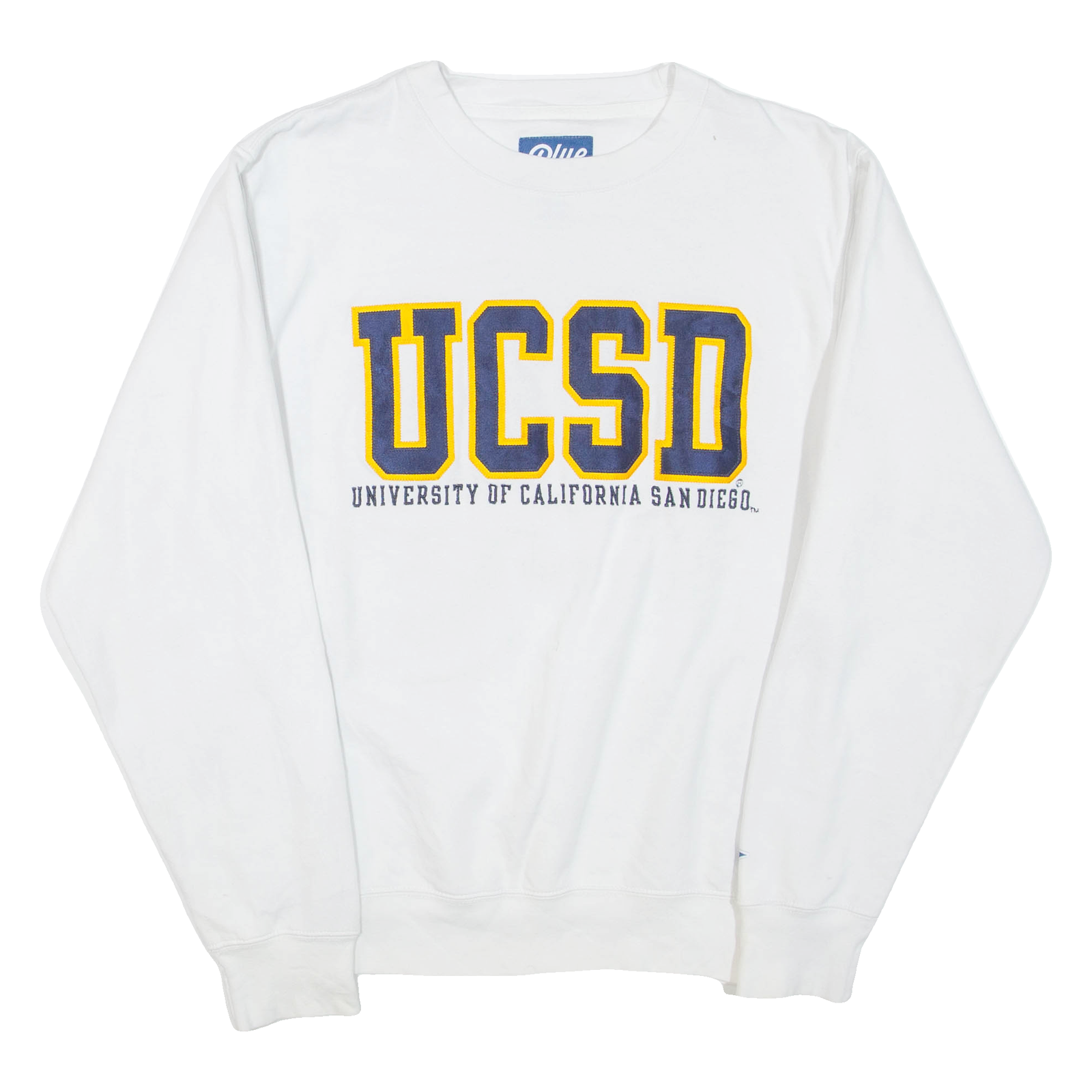 BLUE University Of California San Diego Mens Sweatshirt White Crew Neck USA XS Refurbished - N/A refurbished available on Cerqular