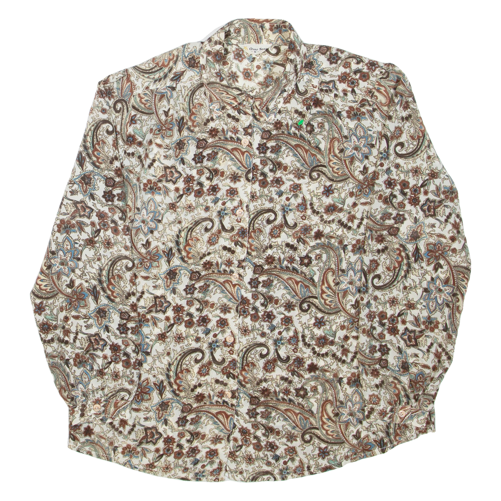 OVER STAR Womens Printed Shirt Brown Collared Long Sleeve Floral M Refurbished - N/A refurbished available on Cerqular
