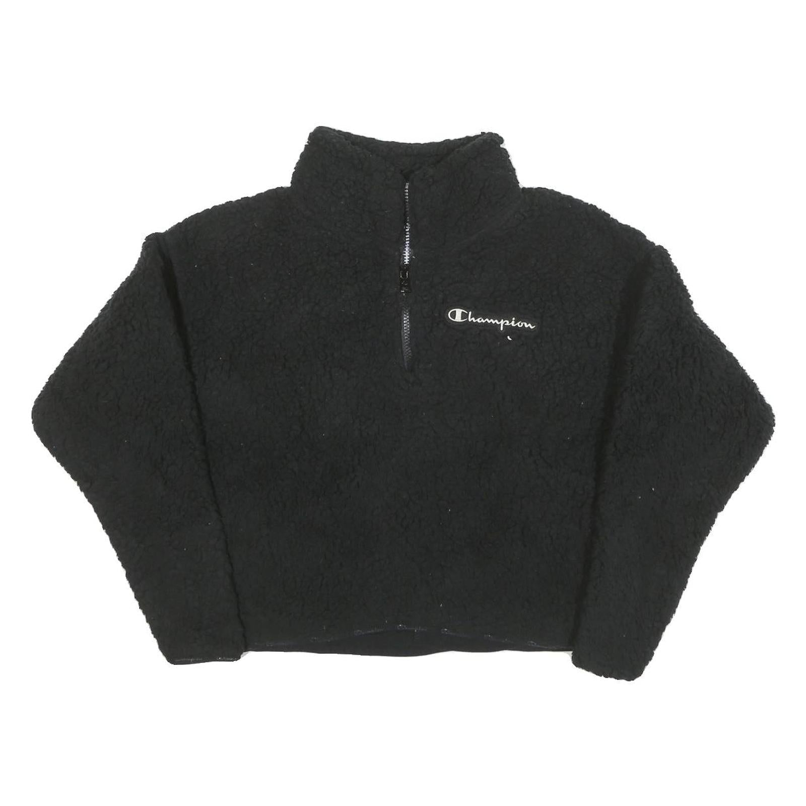 CHAMPION Womens Black Plain Pullover High Neck Chunky Knit S Logo Fleece Refurbished - N/A refurbished available on Cerqular