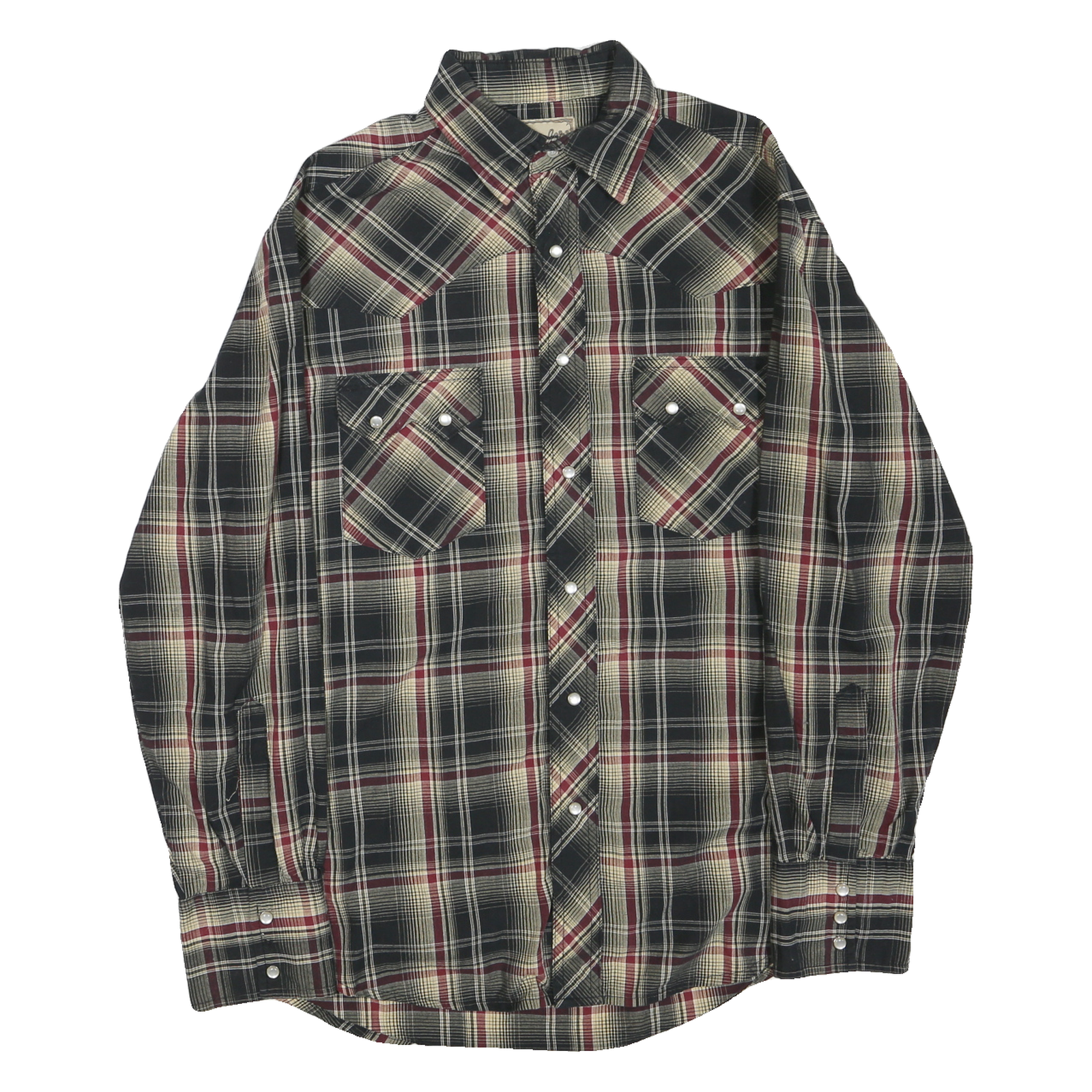 WRANGLER Mens Black & Cream Plaid Shirt M Western Casual Cotton Blend Refurbished - N/A refurbished available on Cerqular