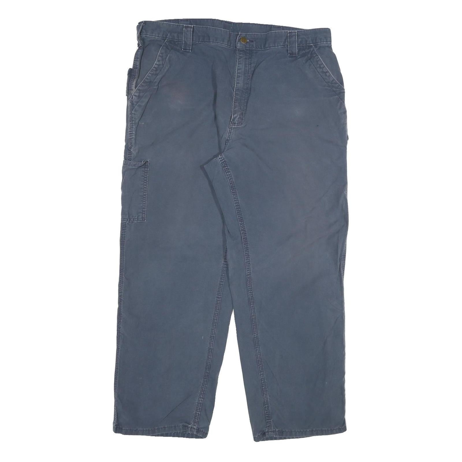 CARHARTT Mens Cotton Blend Blue Relaxed Straight Trousers W38 L30 Utility Refurbished - N/A refurbished available on Cerqular