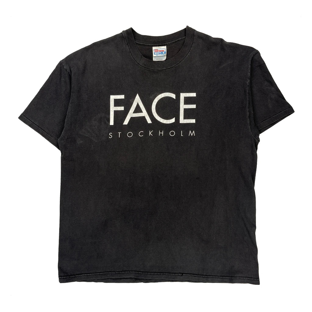Face Stockholm Hanes Single Stitch T-Shirt - XL Black Cotton Refurbished - Thrifted (note: this is a term often used to describe second- refurbished available on Cerqular