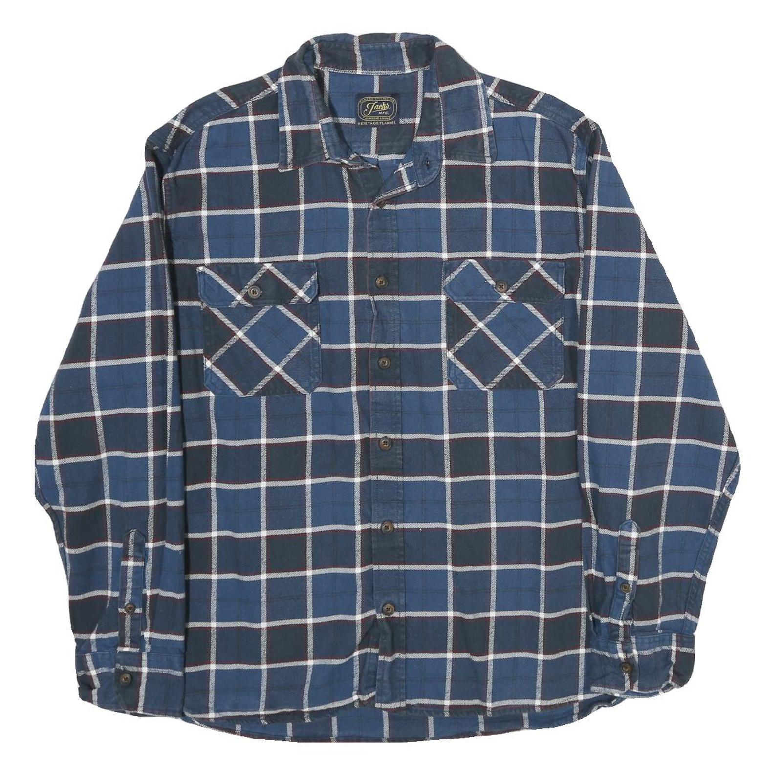 JACHS Mens Blue & White Check Shirt 2XL Classic Cotton Long Sleeve Casual Refurbished - N/A refurbished available on Cerqular