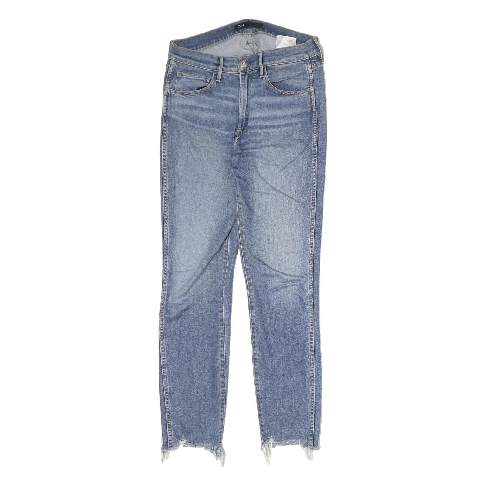NYC Mens Slim Blue Jeans Denim Light W28 L27 Raw Hem Zip Closure Refurbished - N/A refurbished available on Cerqular