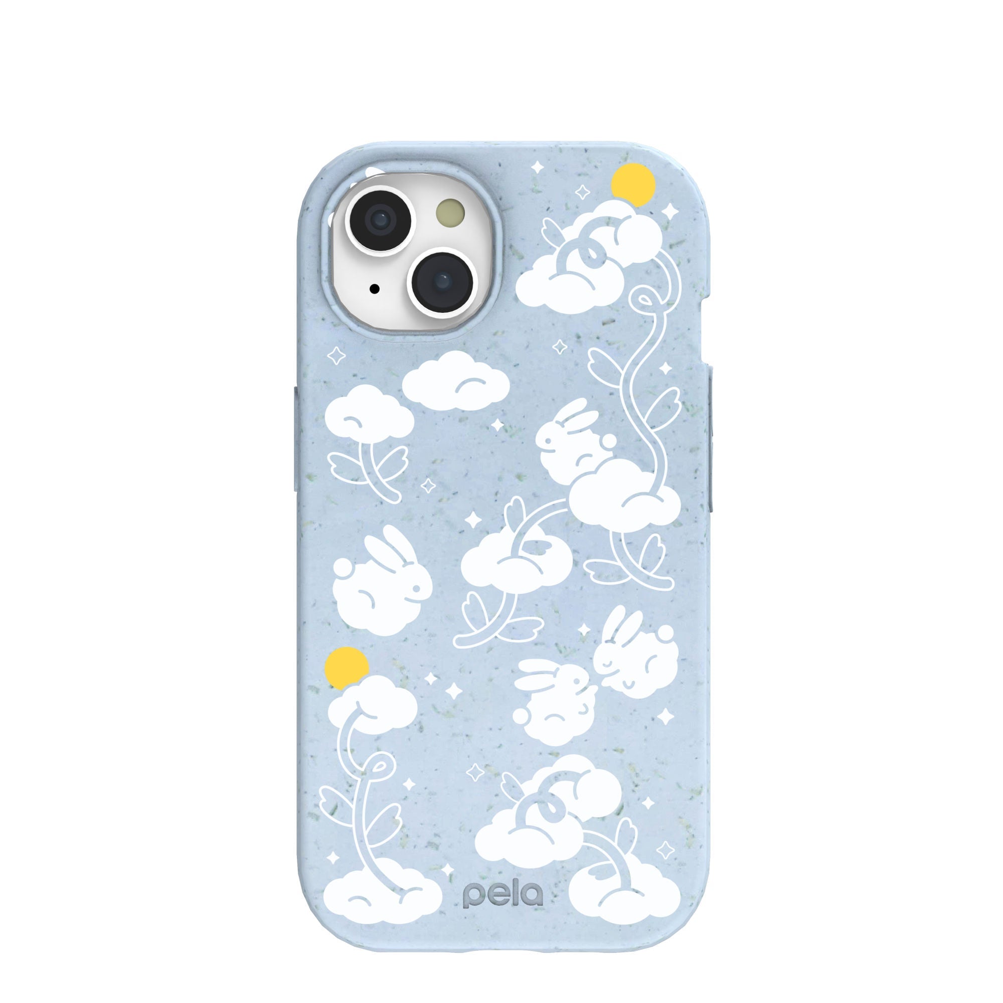 Powder Blue Fluffy Flower iPhone 15 Case Refurbished - Pela Case refurbished available on Cerqular