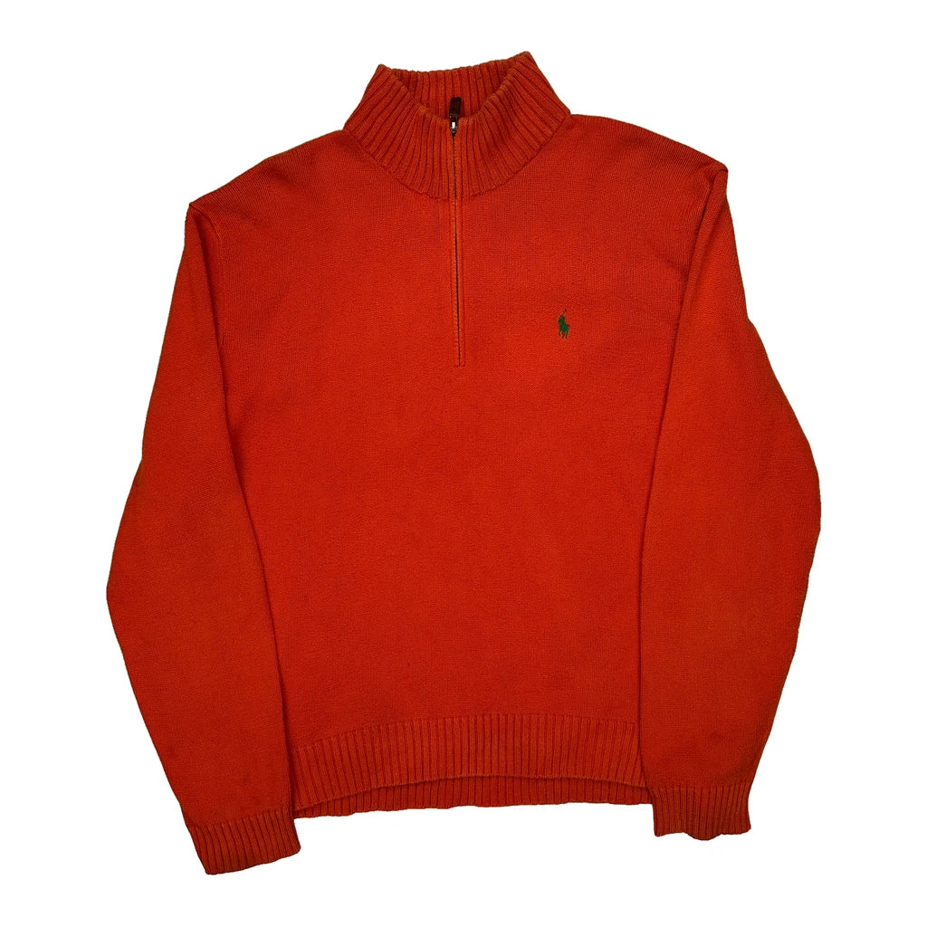 Polo By Ralph Lauren 1/4 Zip - 2XL Red Cotton Refurbished - Thrifted (note: this is a term often used to describe second- refurbished available on Cerqular