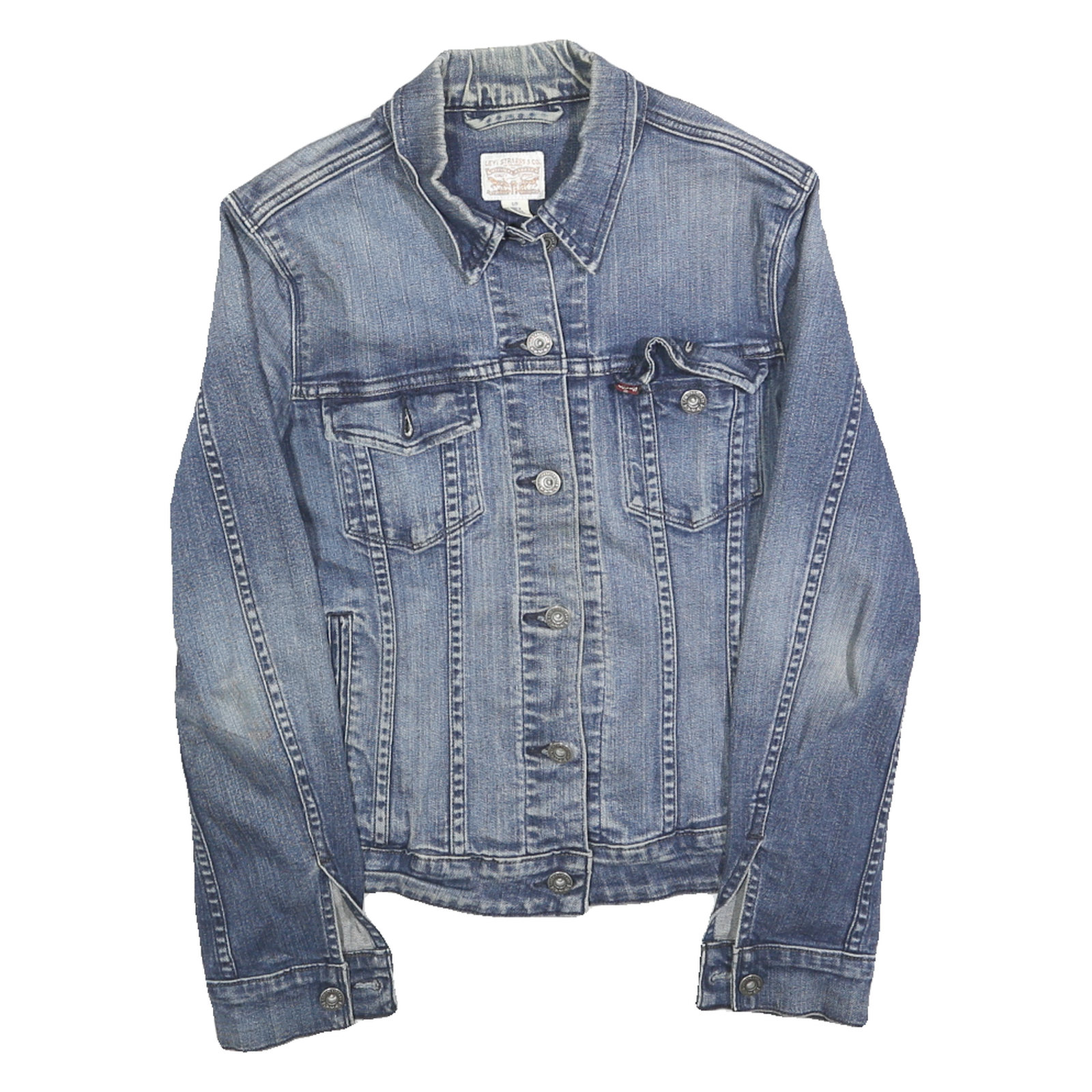 LEVI'S Womens Blue Denim Jacket S Cotton Classic Button Closure Casual Refurbished - N/A refurbished available on Cerqular