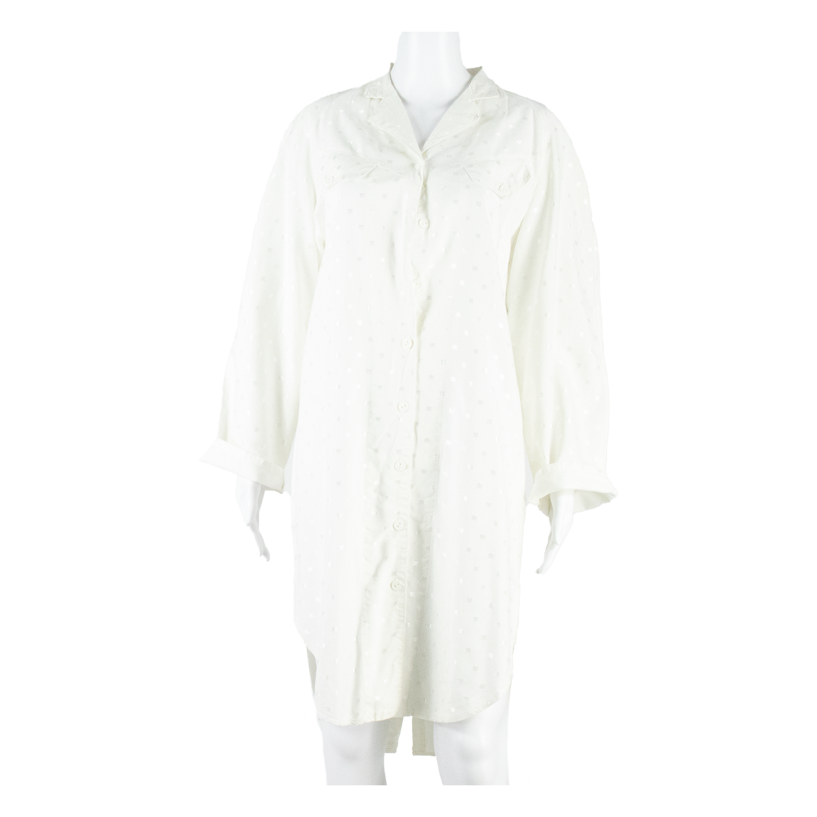 SOLVEIG Womens Shirt Dress White 90s Spotted Long Sleeve Knee Length L Refurbished - N/A refurbished available on Cerqular