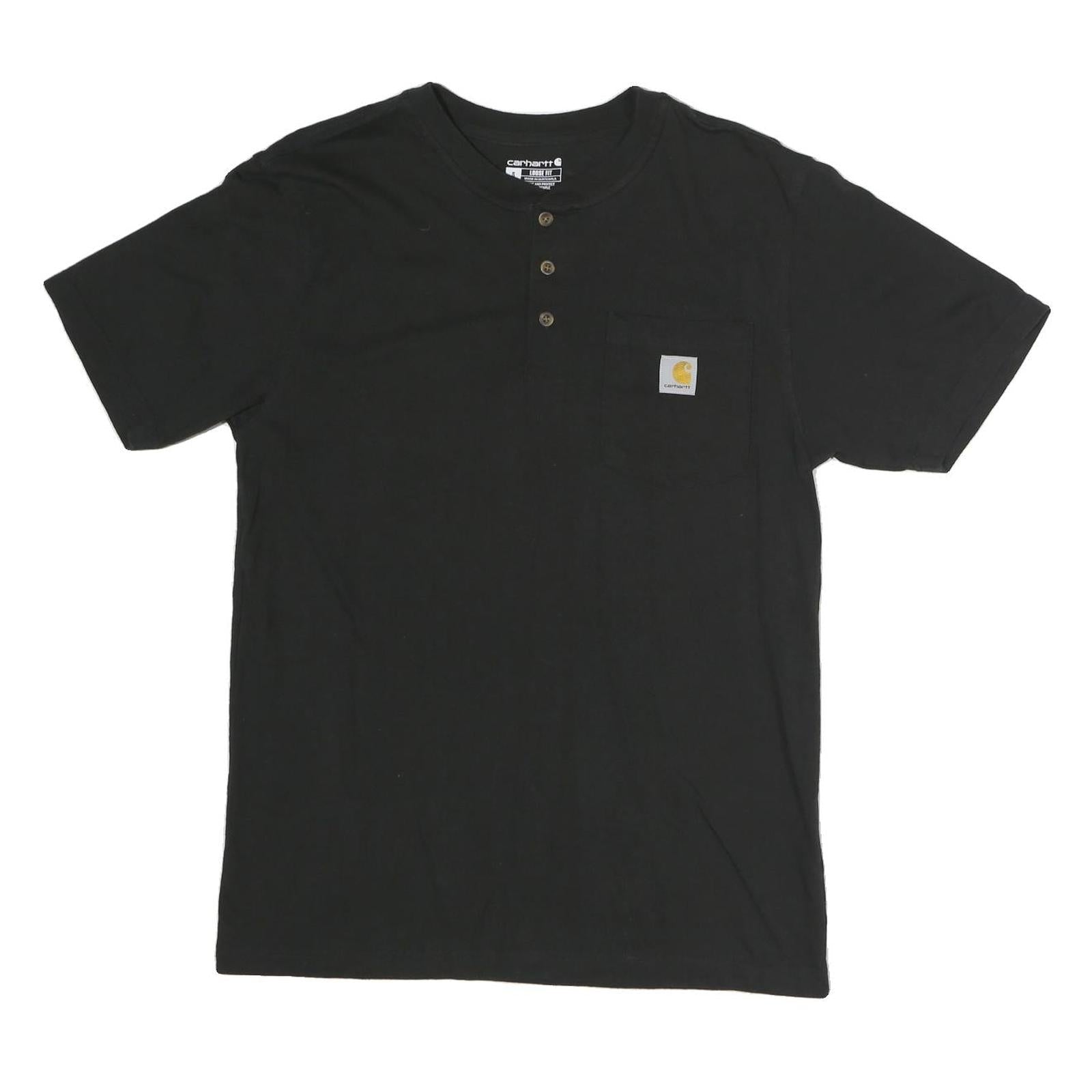 CARHARTT Mens Black & Yellow Henley T-Shirt S Short Sleeve Crew Neck Pocket Refurbished - N/A refurbished available on Cerqular