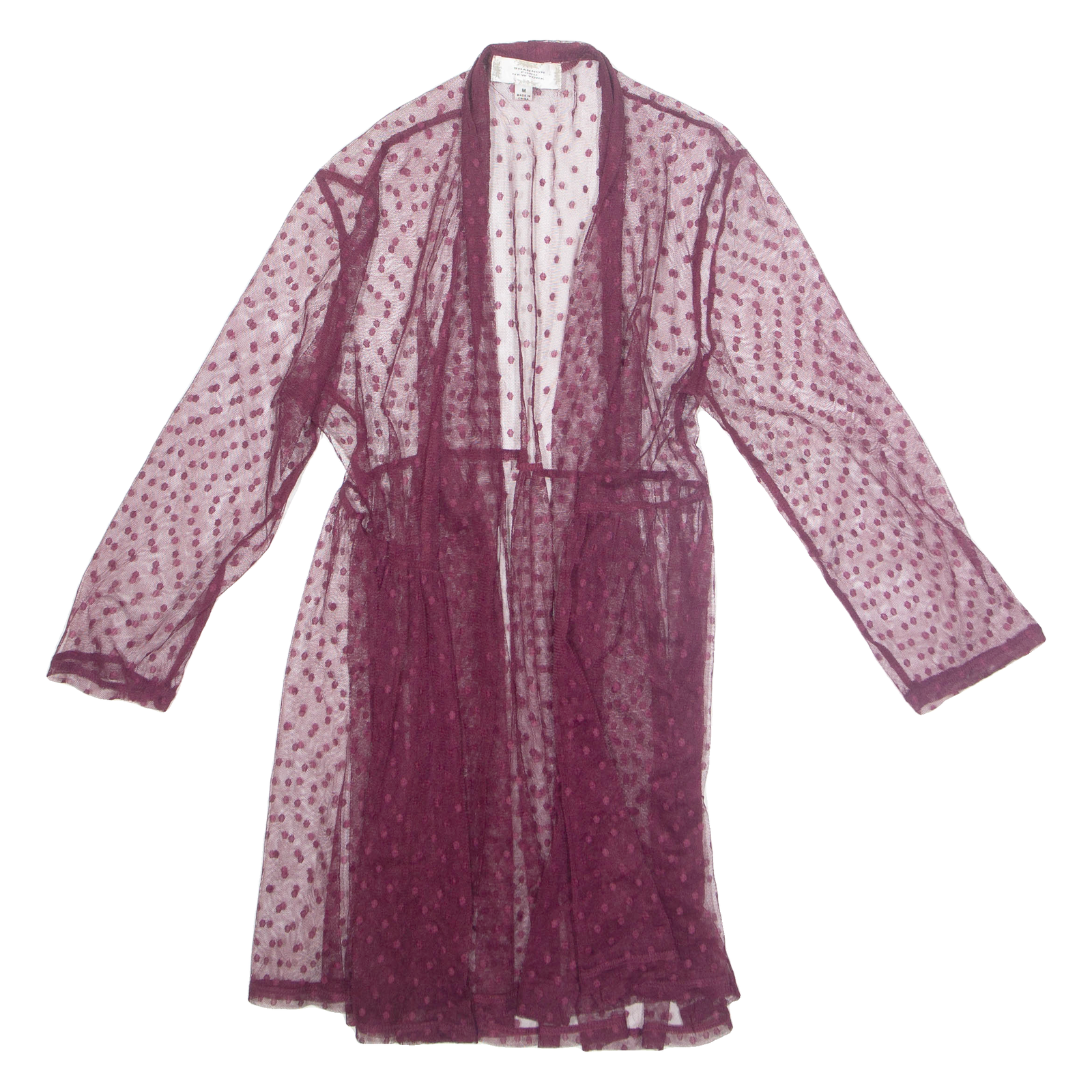 SHANNON FORD NEW YORK Sheer Womens Kimono Blouse Purple 3/4 Sleeve Spotted M Refurbished - N/A refurbished available on Cerqular