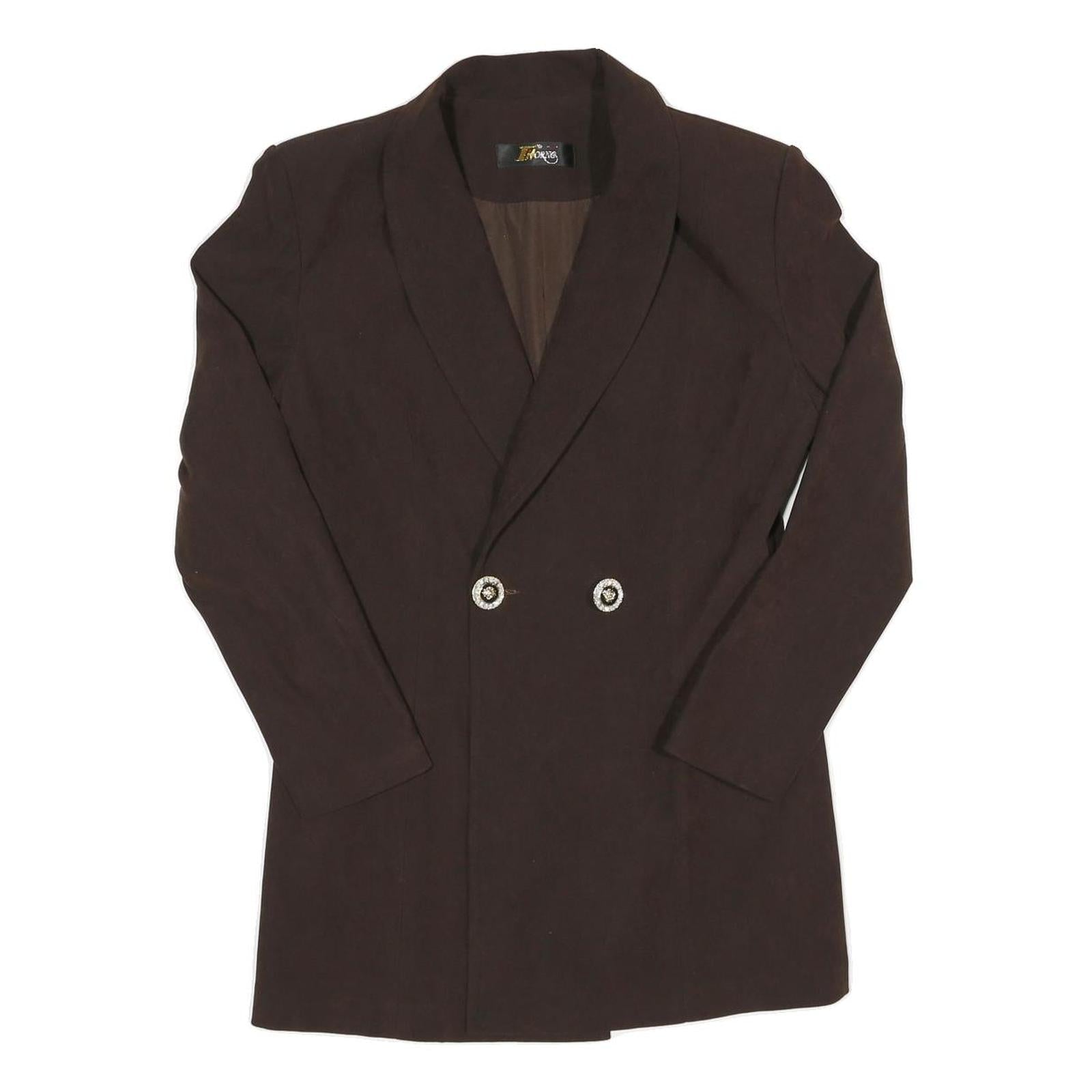 Womens Brown Button Double Breasted Jacket S Cotton Blend Plain Stylish Formal Refurbished - N/A refurbished available on Cerqular