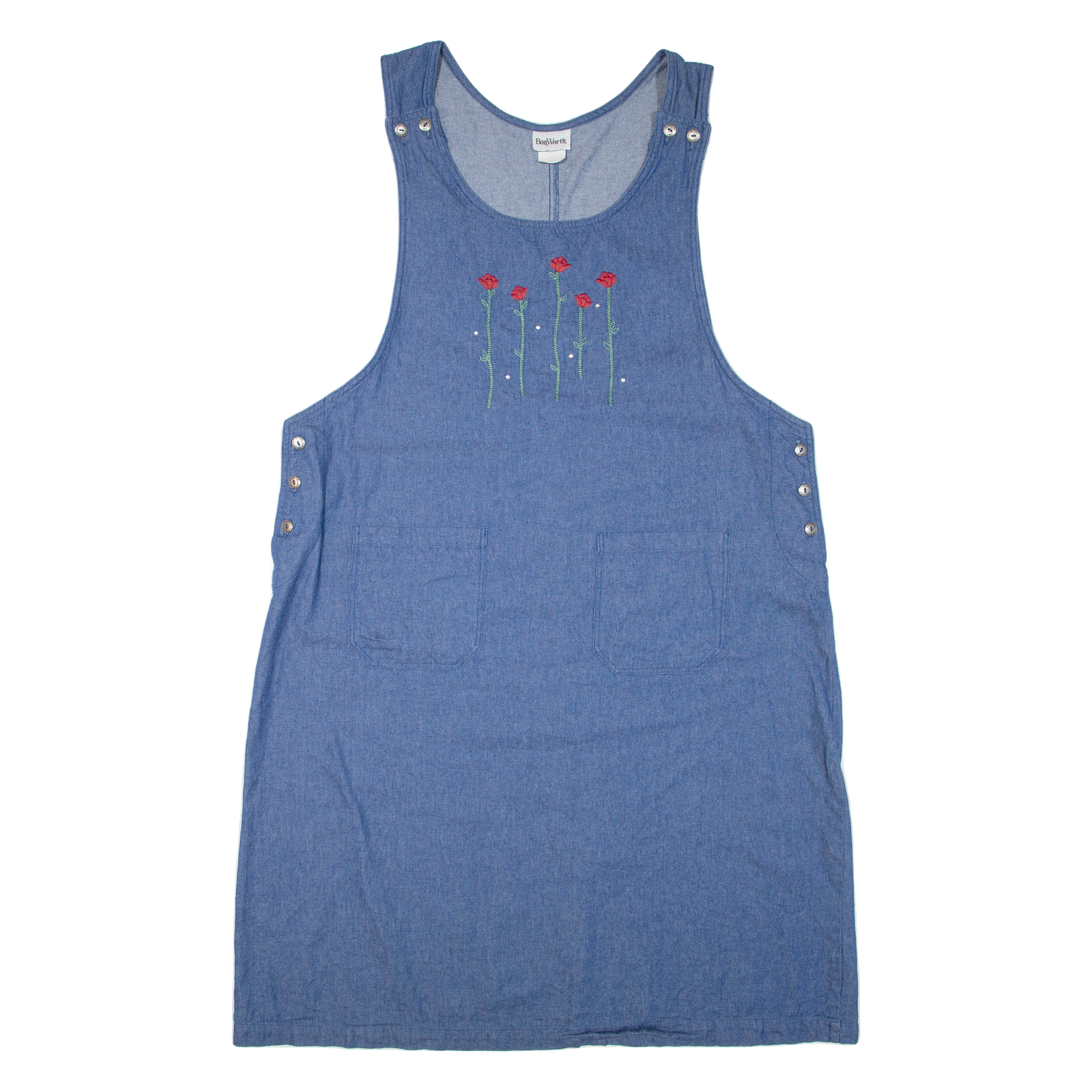 BONWORTH Womens Day Dress Blue Denim Floral Sleeveless Knee Length XL Refurbished - N/A refurbished available on Cerqular
