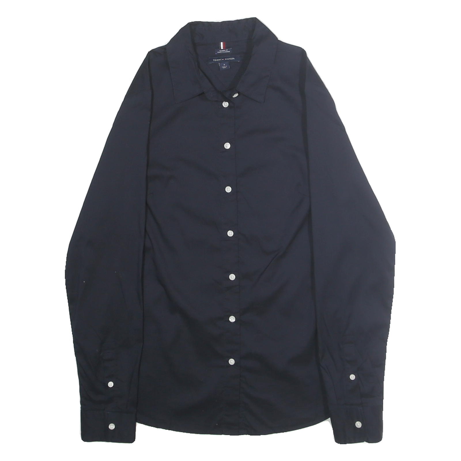 TOMMY HILFIGER Womens Navy Blue Shirt UK 6 Classic Button Down Cotton Blend Refurbished - N/A refurbished available on Cerqular