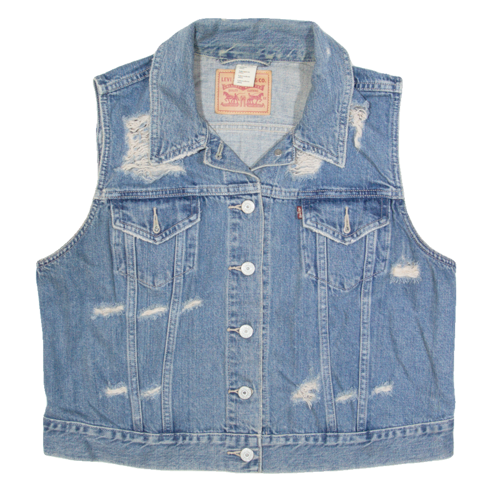 Buy LEVI'S Distressed Womens Denim Gilet Blue XL Refurbished - $61.09 LEVI'S Distressed Womens Denim Gilet Blue XL Refurbished - N/A refurbished available on Cerqular