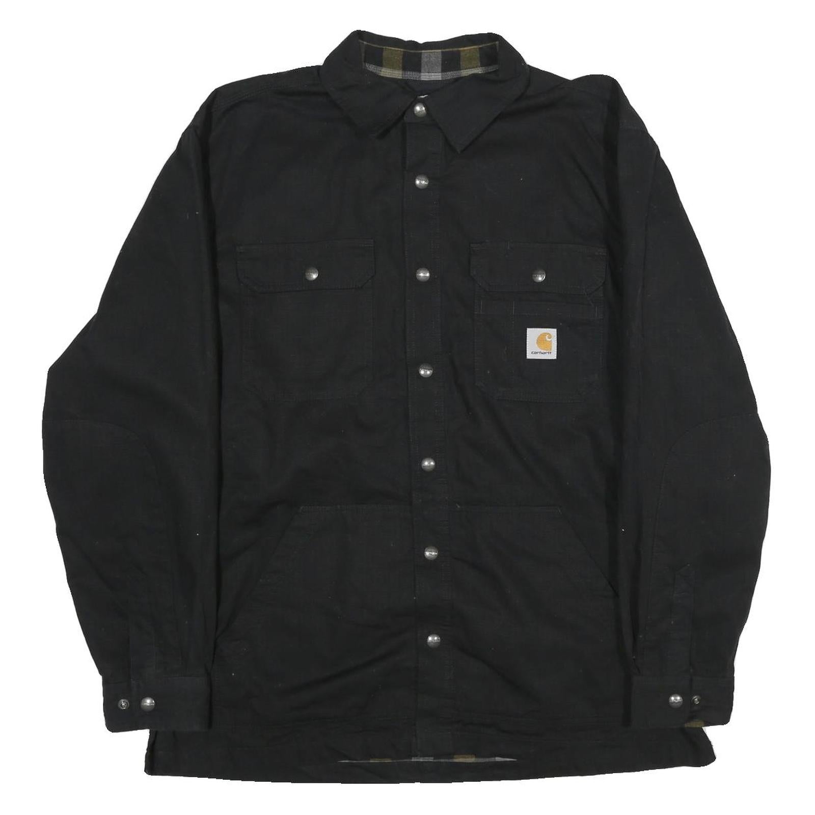 CARHARTT Mens Black Workwear Shirt L Cotton Durable Button Front Refurbished - N/A refurbished available on Cerqular