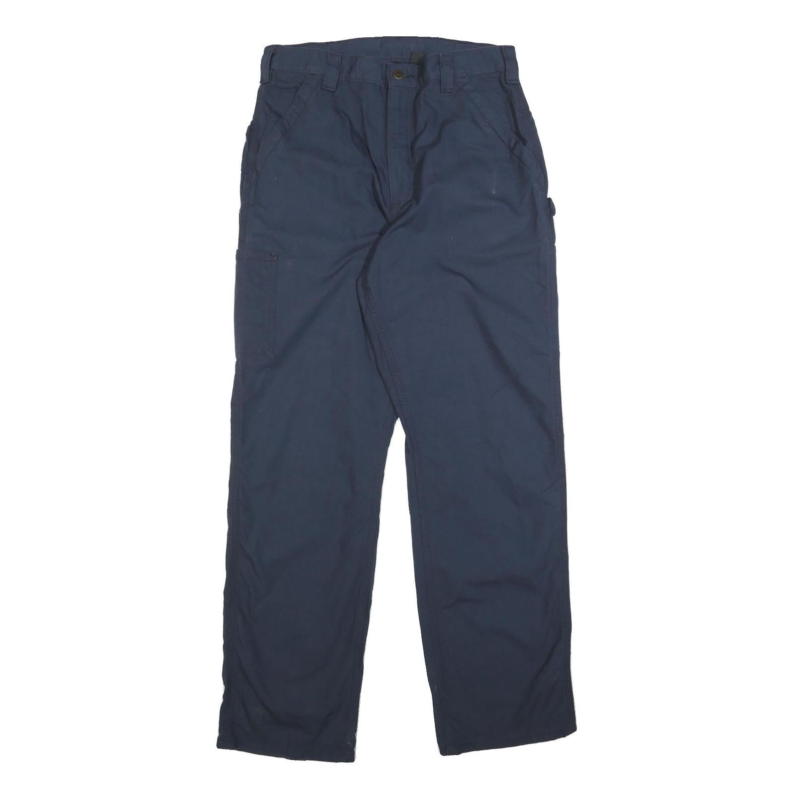 CARHARTT Mens Cotton Blend Navy Loose Straight Trousers W35 L34 Workwear Zip Refurbished - N/A refurbished available on Cerqular
