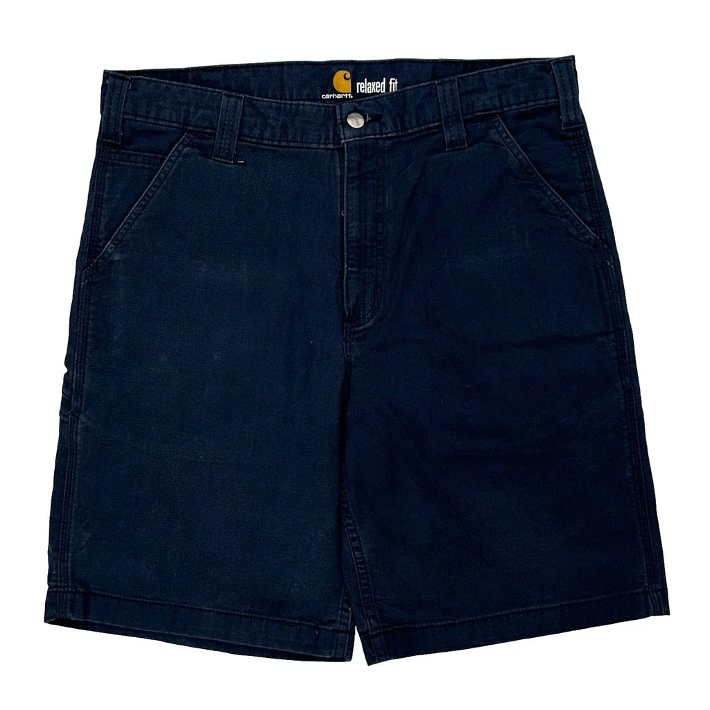 Carhartt Carpenter Shorts - 35W 10L Navy Cotton Refurbished - Thrifted (note: this is a term often used to describe second- refurbished available on Cerqular