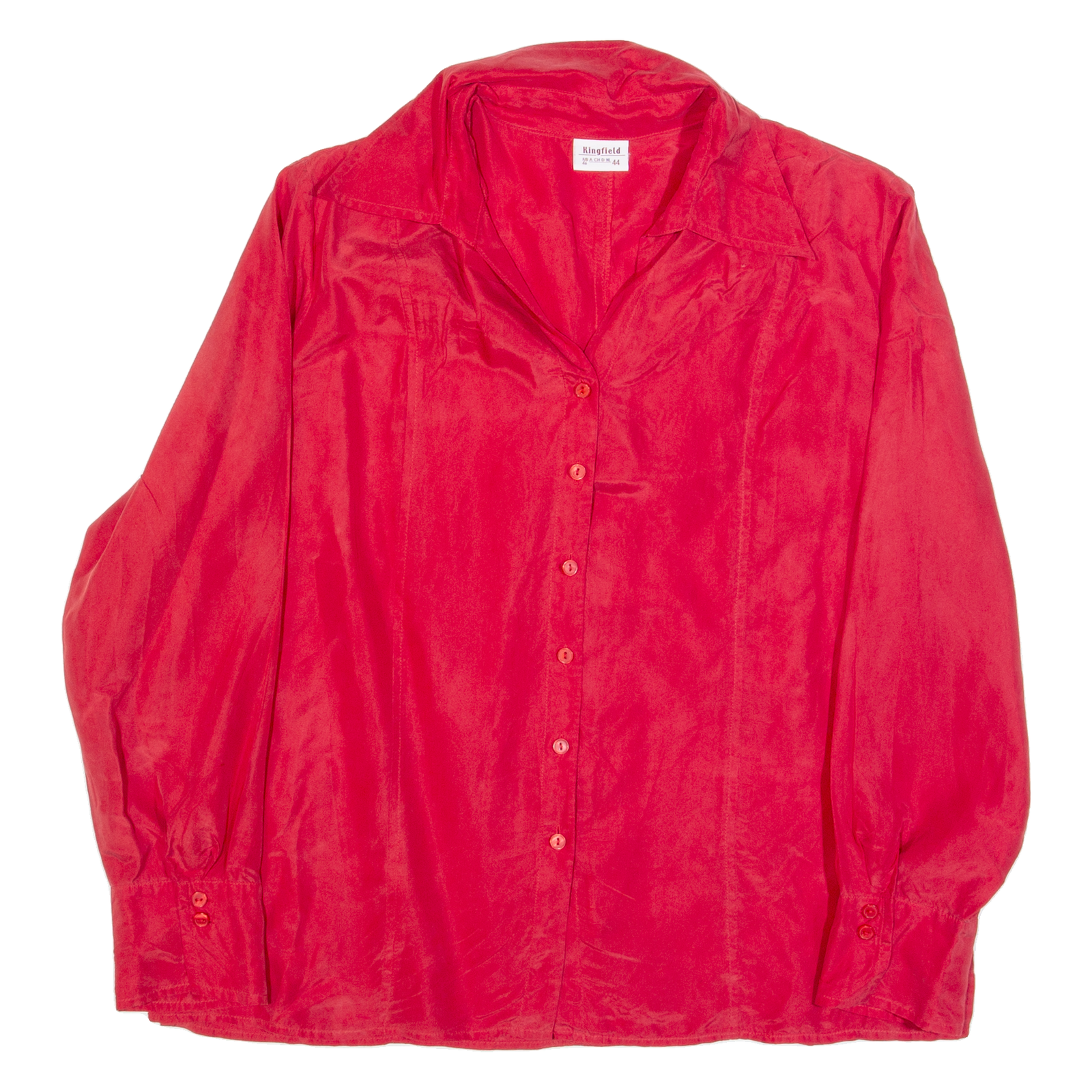 KINGFIELD Womens Shirt Red Collared Long Sleeve L Refurbished - N/A refurbished available on Cerqular