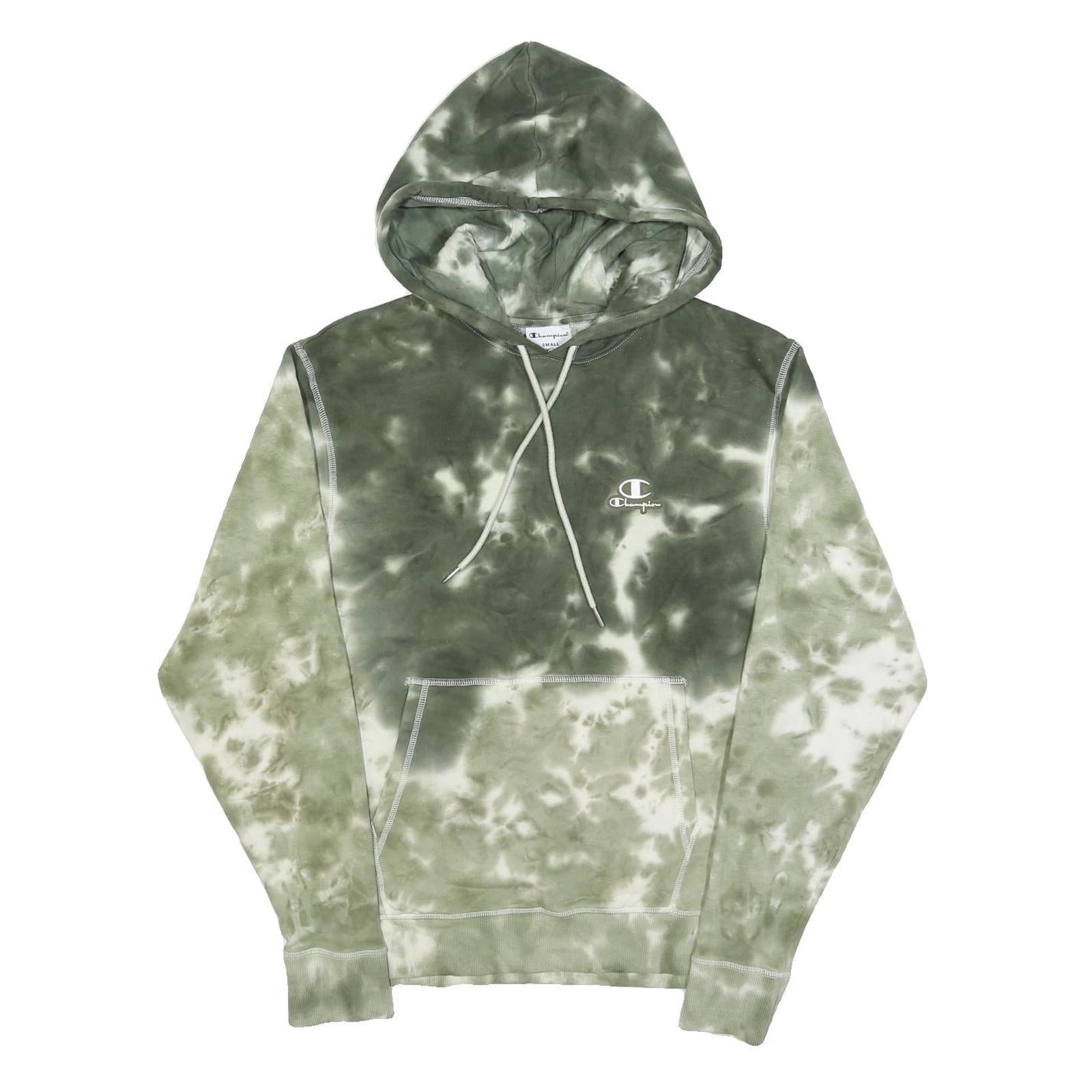 CHAMPION Mens Green Tie Dye Hoodie S Cotton Blend Casual Pullover Refurbished - N/A refurbished available on Cerqular