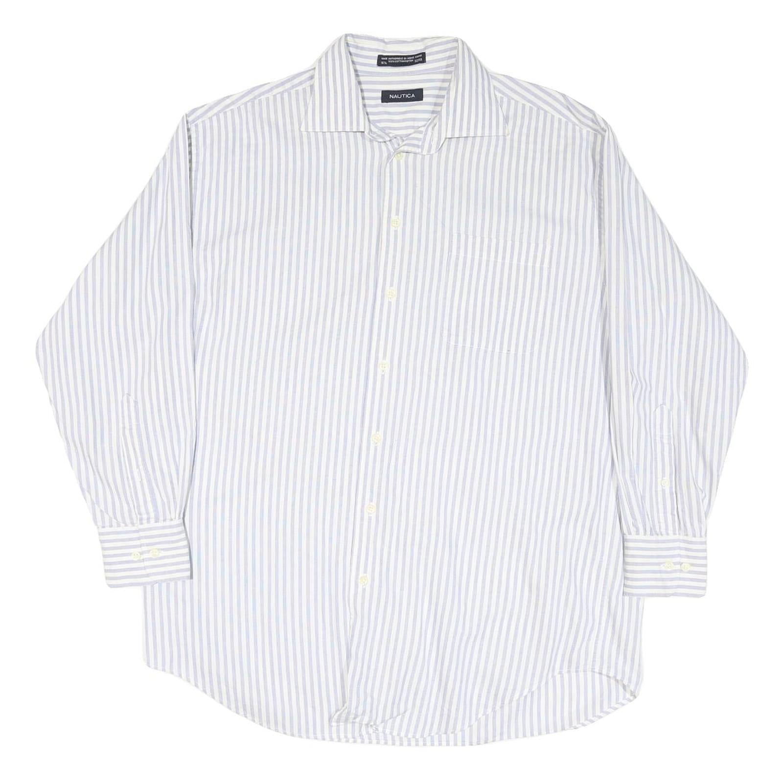 NAUTICA Mens Blue & White Stripe Shirt L Cotton Blend Casual Classic Refurbished - N/A refurbished available on Cerqular