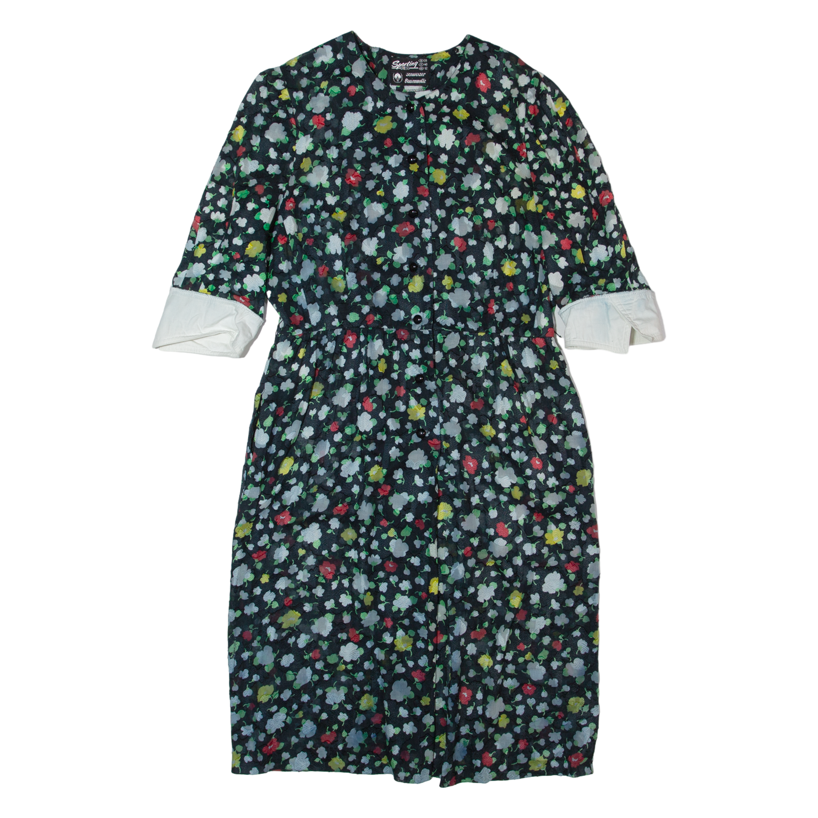 SPORTING DRESS Sheer Womens Pencil Dress Black 90s Floral Midi UK 12 Refurbished - N/A refurbished available on Cerqular